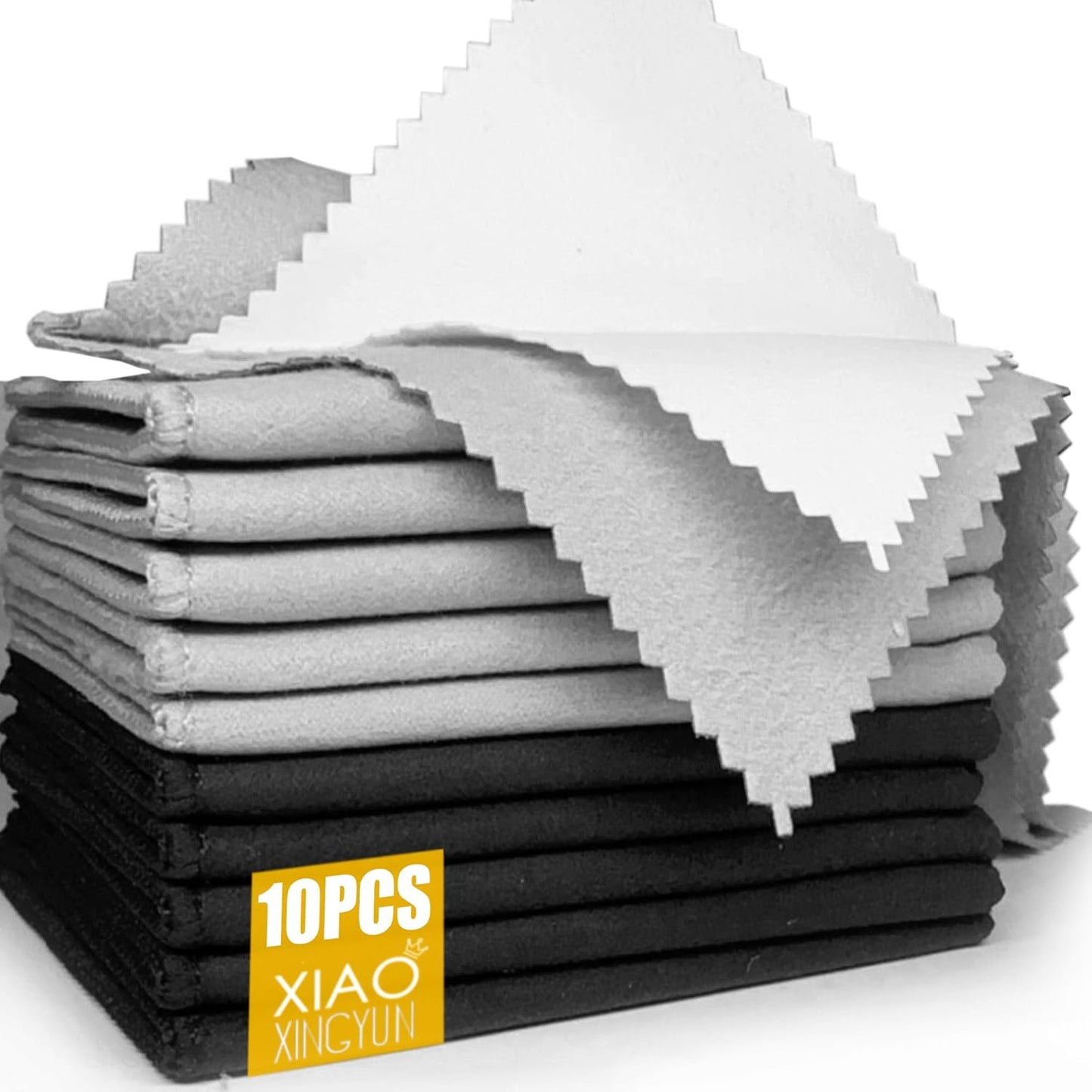 XIAOXINGYUN 10 PCS Silver polishing Cloth,Jewelry Cleaning Cloth for Sterling Silver, Multi-Layer Silver Jewelry Cleaner Cloth Keep Jewelry Cleaning and Shiny (6'' x 8''*10Pcs)…