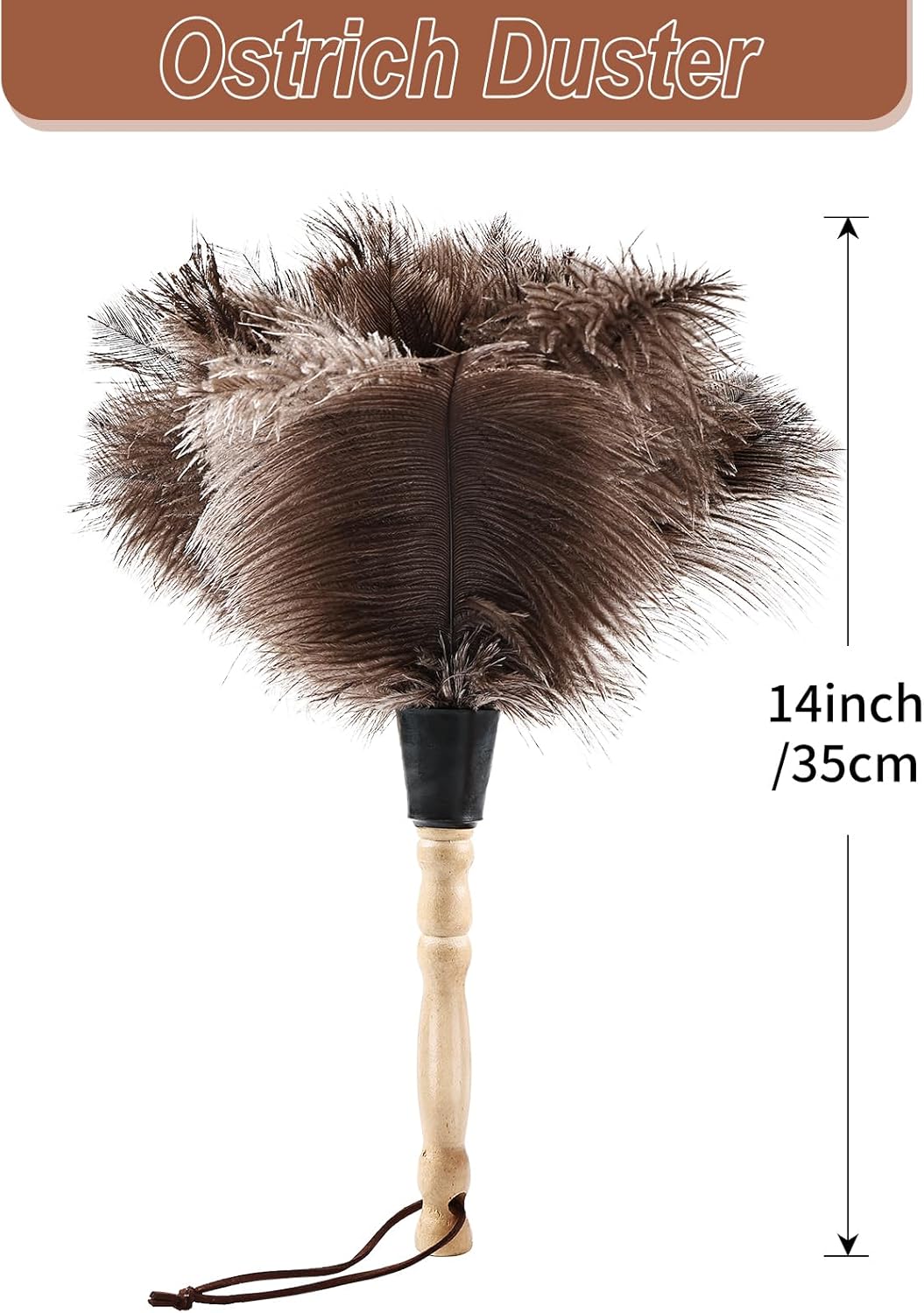 Ostrich Feather Duster 14" Natural Handheld Reusable Feathers Dusters with Wooden Handle for Cleaning Supplies Home Car Office(10PCS)