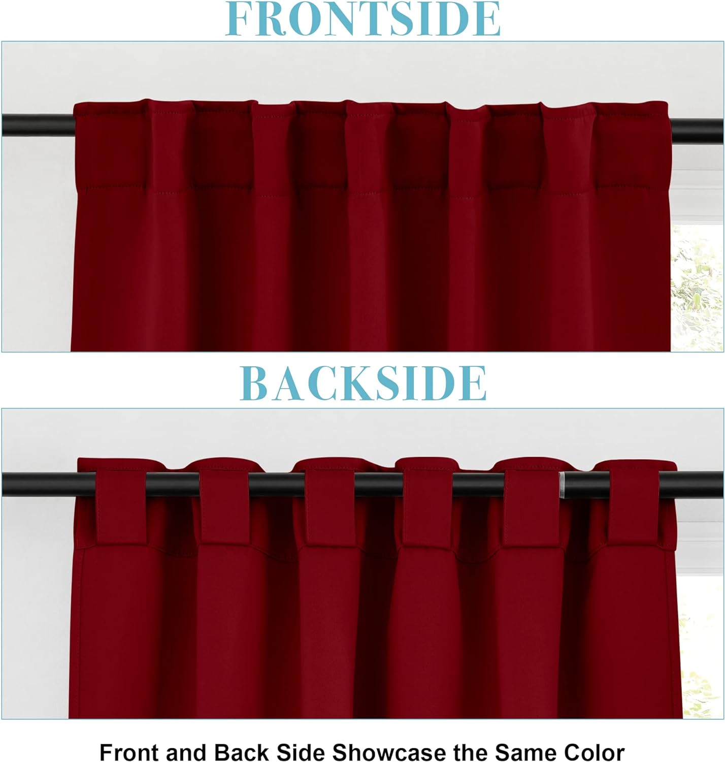 RYB HOME Small Window Curtains - Blackout Insualting Privacy Curtains for Kids Bedroom Kitchen Bathroom Basement Cafe Cabinet Tiers Drapes, 34 Width x 30 Length, 2 Panels, Burgundy Red