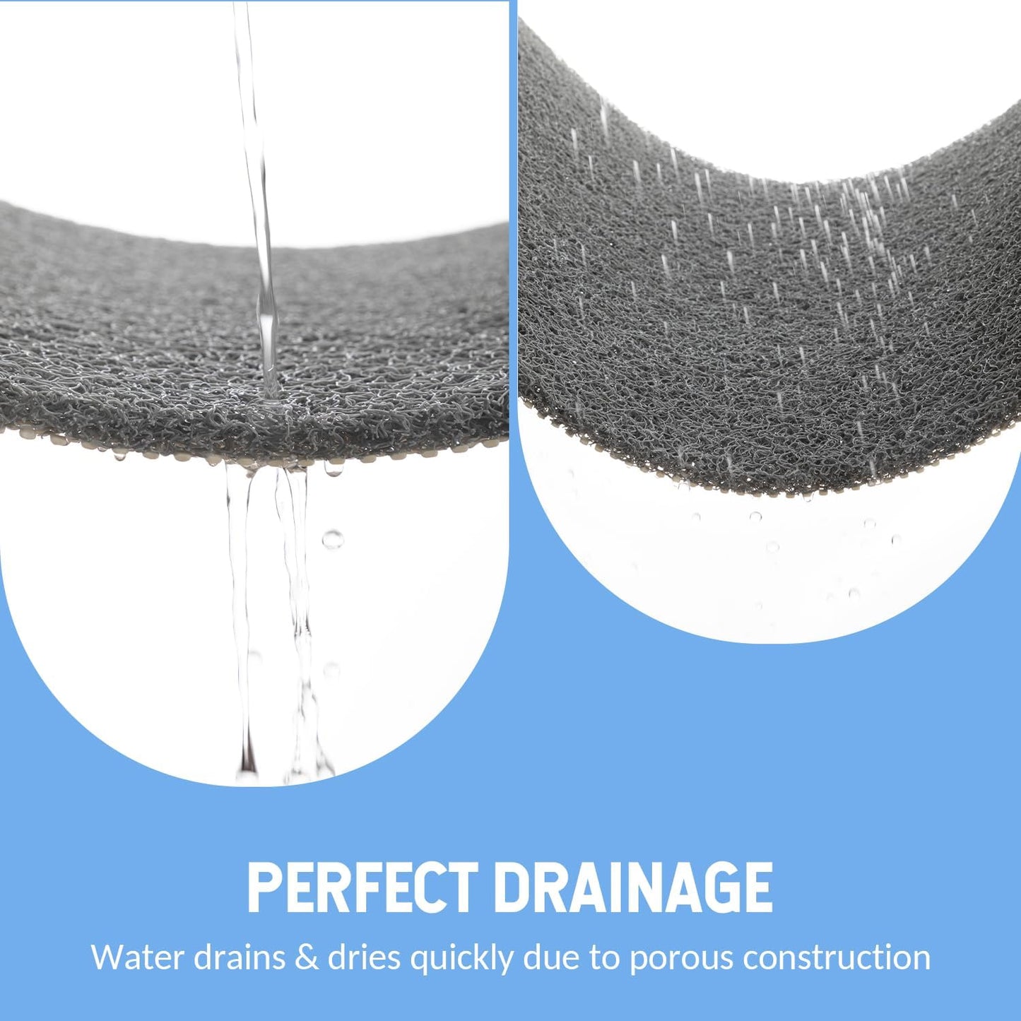 Non Slip Bathtub Mat, Anti Slip Shower Mat, Quick Drying Bath Tub Mats, Foot Scrubber Mat, Anti Slip Mat for Tub, Floor, Bathroom, Home, Kitchen, Hotel (Grey 32”x17”)