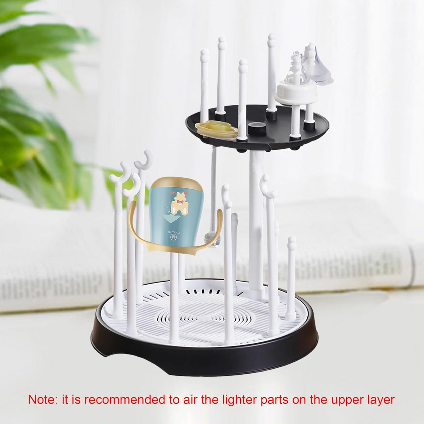 Baby Bottle Drying Rack,Double-Layer Bottle Drying Rack,Hold Up to 16 Baby Bottles,Suitable for Indoor, Kitchen, Living Room（Black and White）