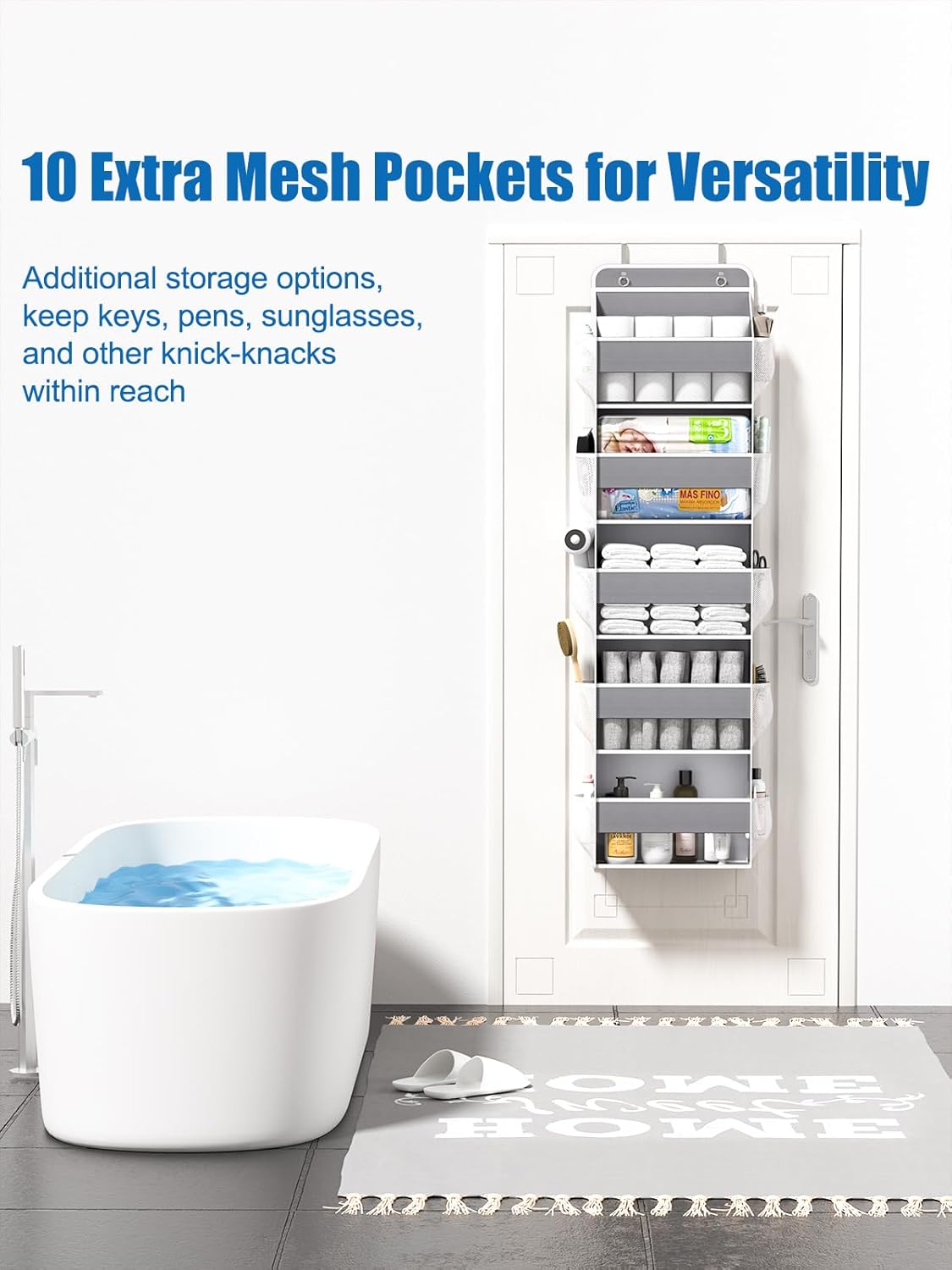 Over The Door Storage Organizer, RV Bathroom Organizer, Over The Door Organizer Camper Storage and Organization, 5 Shelf Hanging Over Door Organizer for Camper, Bathroom, Bedroom, Closet