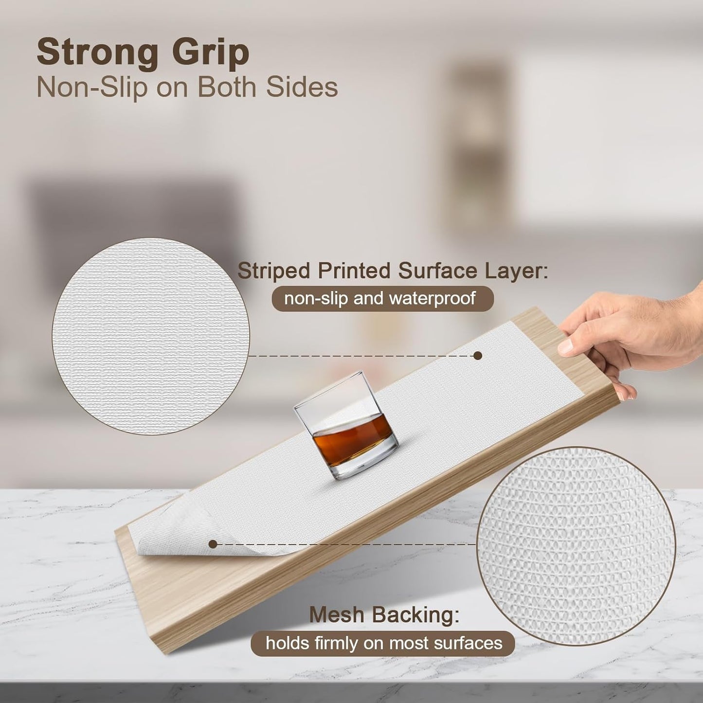 OcePor Non-Adhesive Drawer and Shelf Liner 17.5IN x 30FT，Non Slip Cabinet and Cupboard Liner, Kitchen Cabinet Liners for Shelves, Waterproof Drawer Shelf Liners for Cabinets/Bathroom Cupboard, White