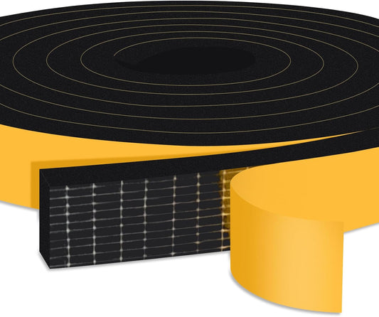 Weather Stripping Soundproof 1 in x 1/2 in, Weatherproof Foam Insulation Tapes, High Density Weatherstrip Seal Strips for Sliding Door Window, 2 Rolls Total 20Ft