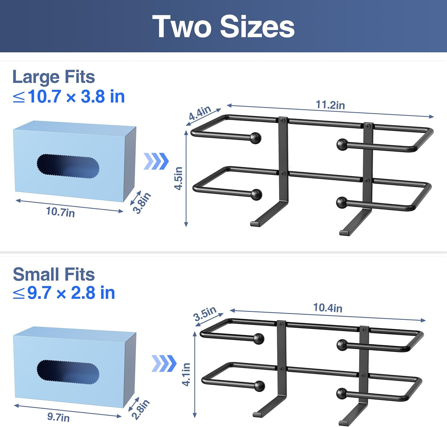 2 Pack Glove Box Dispenser Wall Mount (11.2 * 4.4in): Black Glove Holder Organizer for Disposable & Tissue Box - Organizer on Wall in Lab, Kitchen, Bathroom, Garage