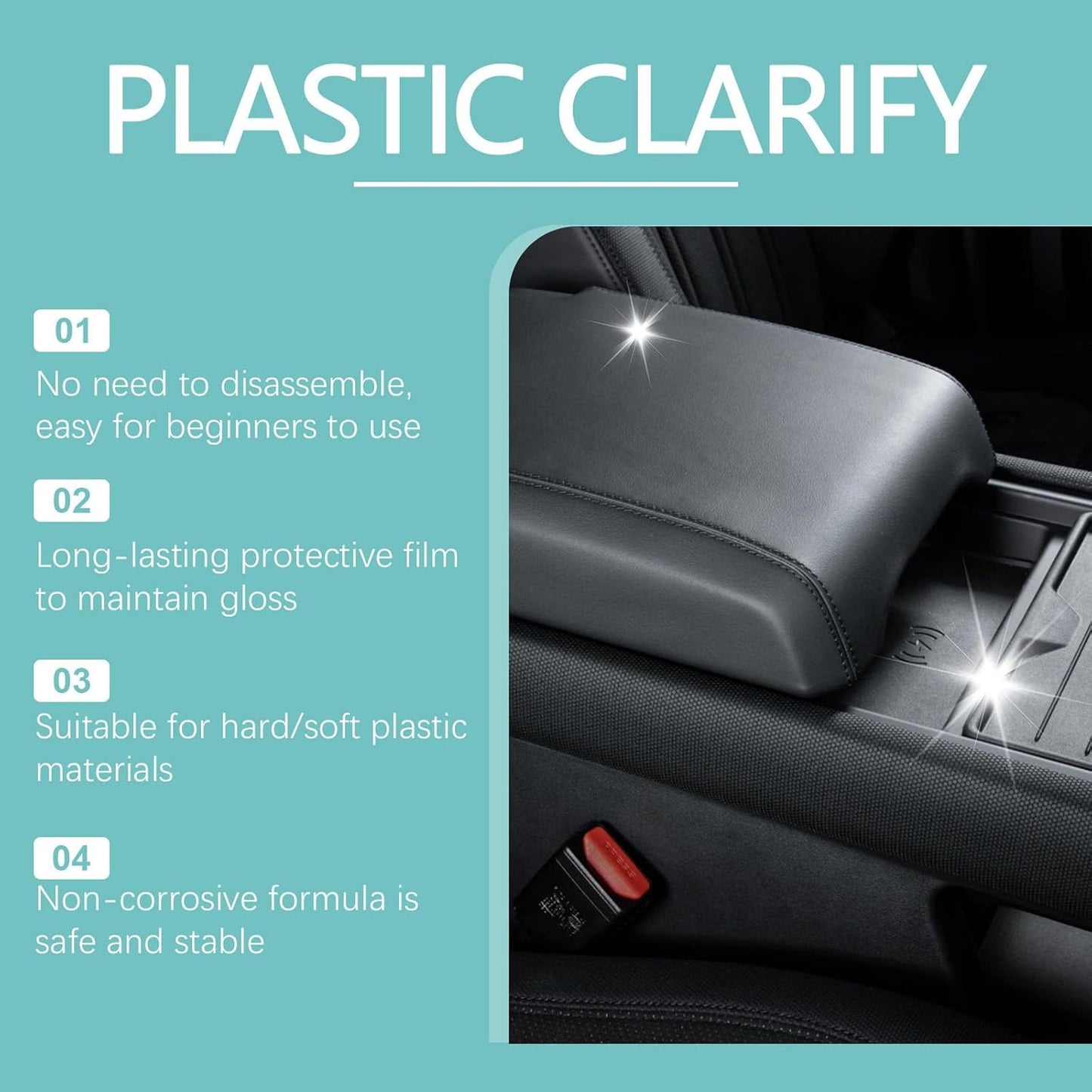 Plastic Clarify for Cars, Plastic Restorer for Cars Exterior, Multifuncional Interior Cleaner for Waterless Car, Detailing Spray, Faded Plastics (2PCS)