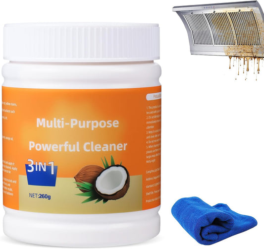 Multi-Purpose Powerful Cleaner for Kitchen,Heavy Kitchen Duty Degreaser,3 In 1 Stainless Coconut Oil Cleaning Paste,All-Purpose Cleaner Removes Stains