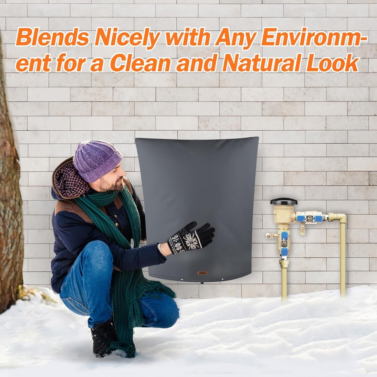 TOHONFOO Backflow Preventer Pipe Insulation Cover (5°F) - Irrigation Sprinkler Valve Insulated Pouch - Water Well Pump Cover - Sturdy 5 Layers for Winter Freeze Protection, 28" W x 36" H, Grey