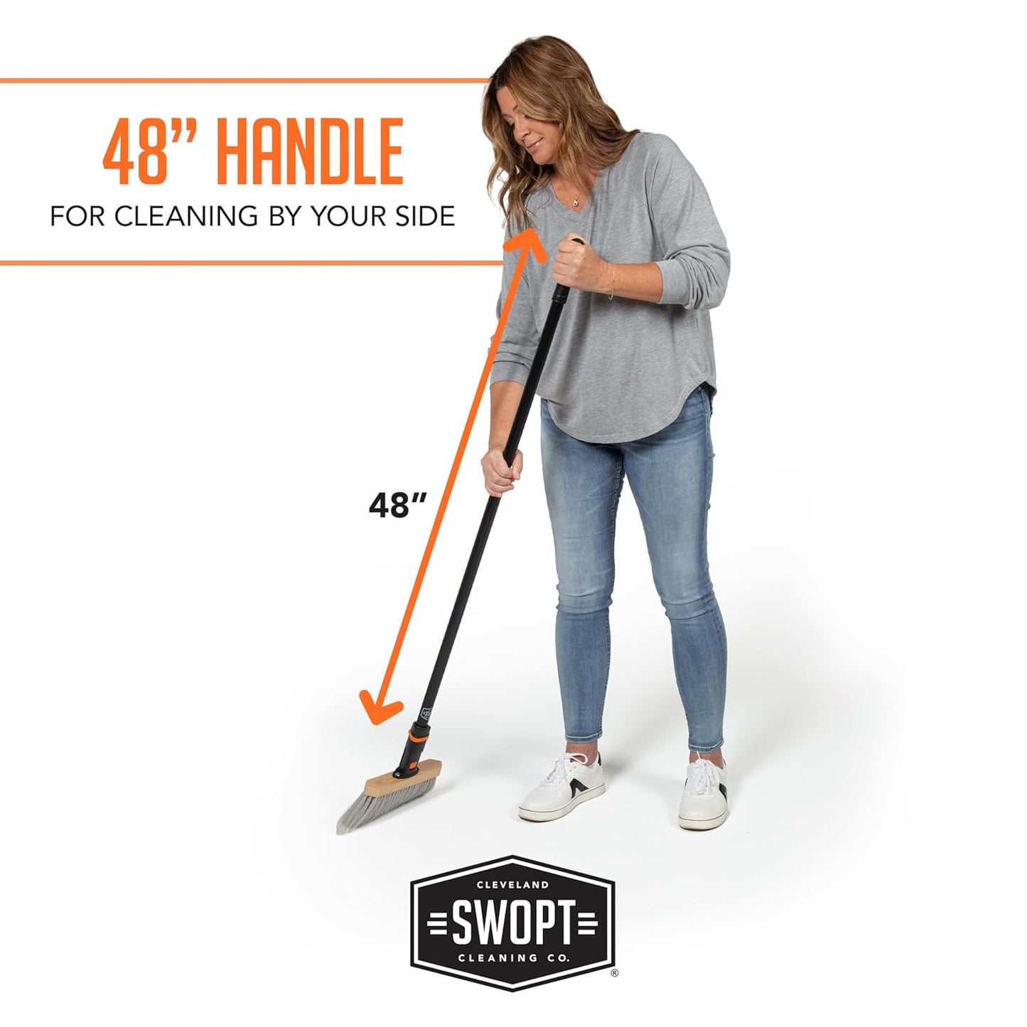 SWOPT Standard 48” Steel Handle – Ergonomic Design Eliminates Loose Handles — Interchangeable with All SWOPT Cleaning Products for More Efficient Cleaning and Storage