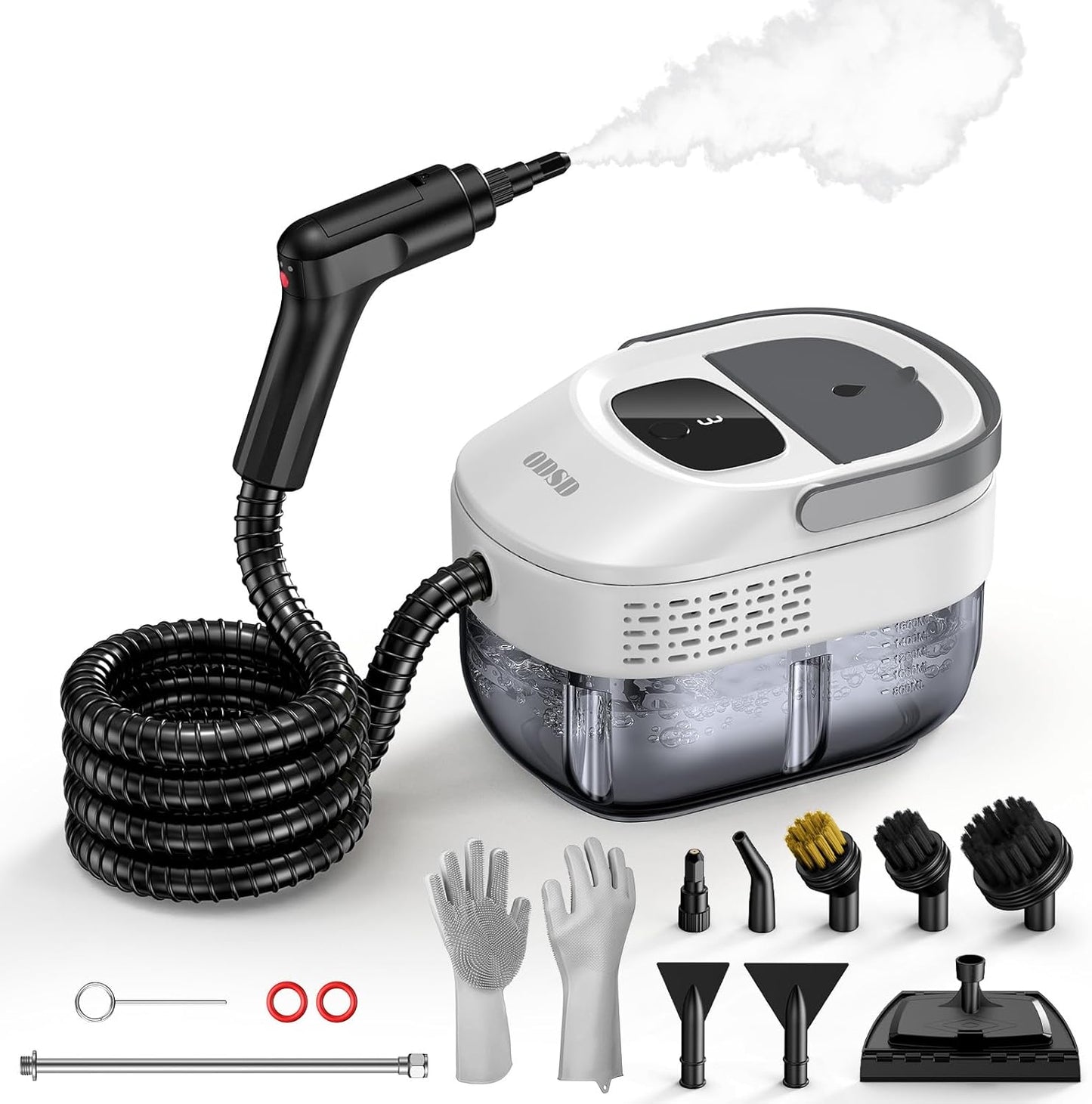 ODSD Steam Cleaner for Home & Car, 3-Level Adjustable Steamer for Cleaning, 15s Heat-Up & 1.6L Large Tank, Handheld Steam Cleaner for Car Detailing, Home, Tile, Grout, Furniture with 15pcs Accessories
