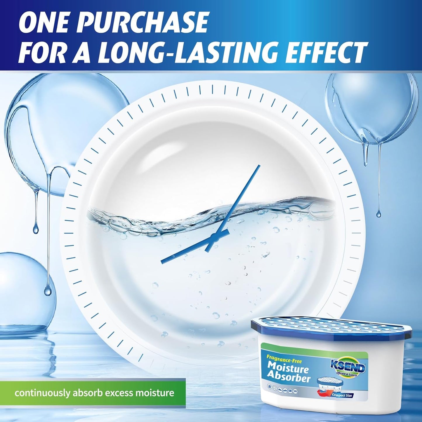 Moisture Absorbers, 24 Pack, Compact Dehumidifier for Closet, Efficient Humidity Absorber Boxes, Moisture Absorber for Closet, Odor Eliminator with Fragrance Free, Blue, 6.4oz, 300ml