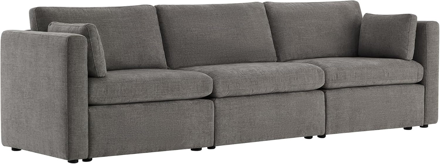CHITA Oversized Modular Sectional Convertible Fabric Sofa Set, FSC CertifiedExtra Large Sectional Deep Seat Couch for Living Room,112 inch Width,3 Seat Modern Modular Sofa, Grey
