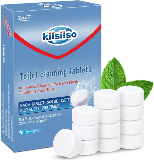 KIISIISO Toilet Bowl Cleaners Tablets(12 Pack), Household Lime Rust Removers, Automatic Toilet Tank Cleaner, with Sustained Release Technology for Bathroom Cleaners