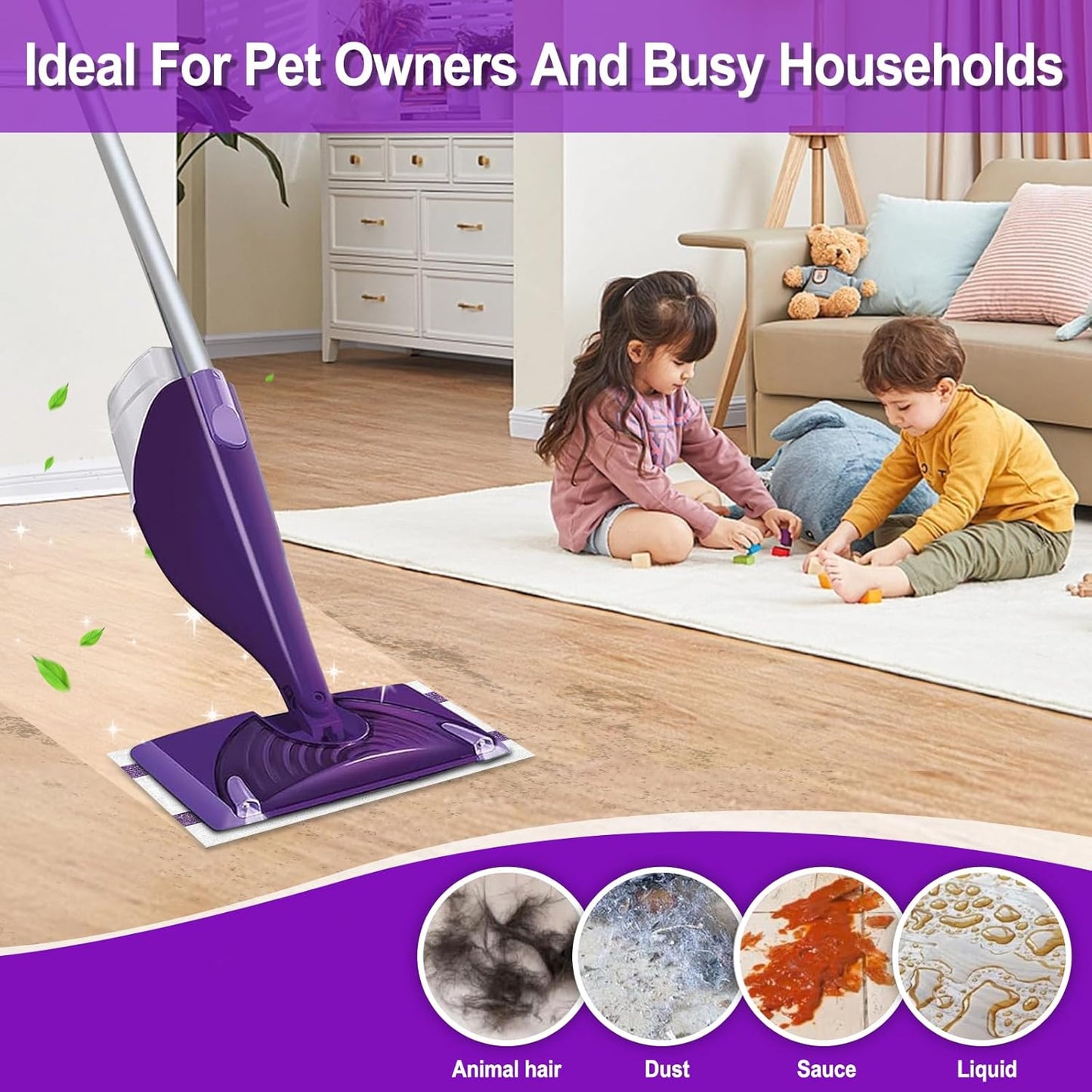 40 Count Disposable Wet Pads Refill for Wet Jet Spray Mop, Wet Jet Pads Refills for Multi Surface, Disposable Wet Jet Hardwood Floor for Wet Pads Refill, Thickness & Absorbent