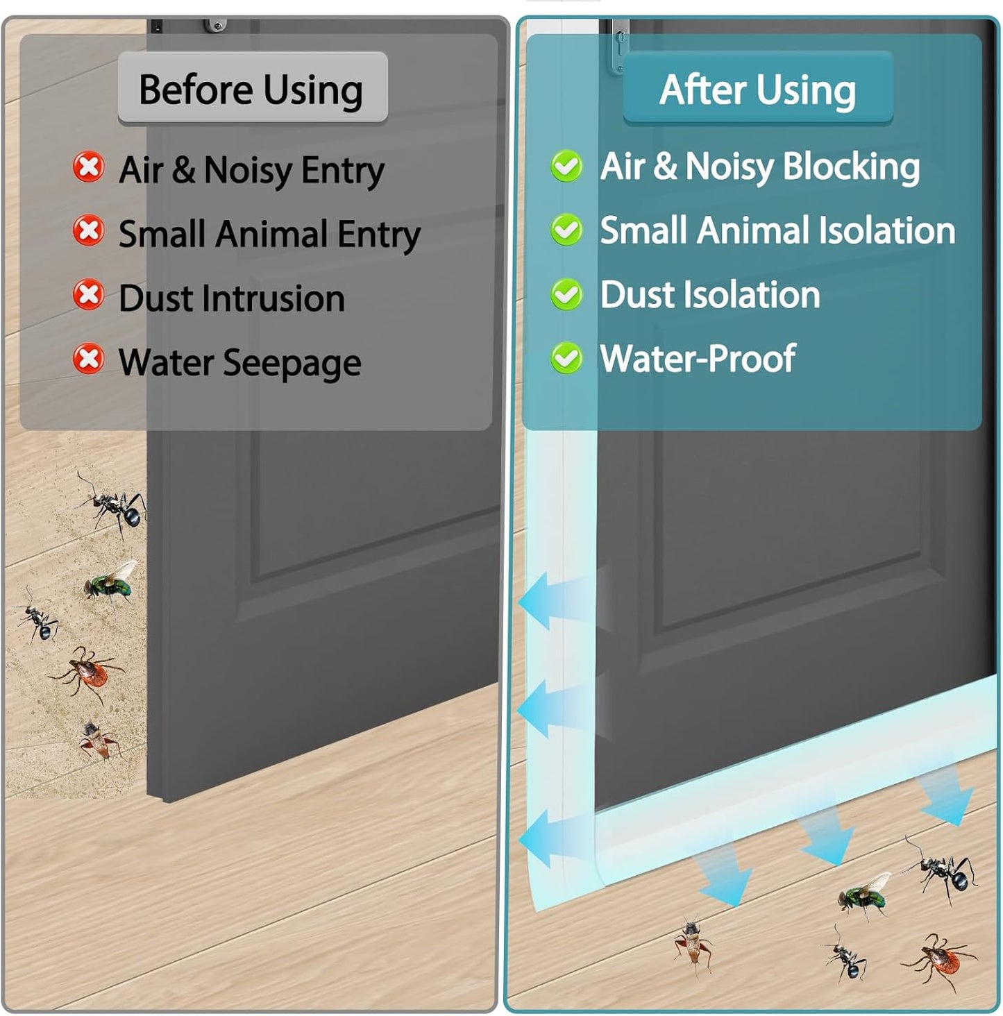 Weather Stripping Door Draft Stopper Flexible Self Adhesive Silicone Door Seal Strip for Glass Doors Windows and Shower Glass Gaps, 2 Inch Wide X 10 Feet Long, White