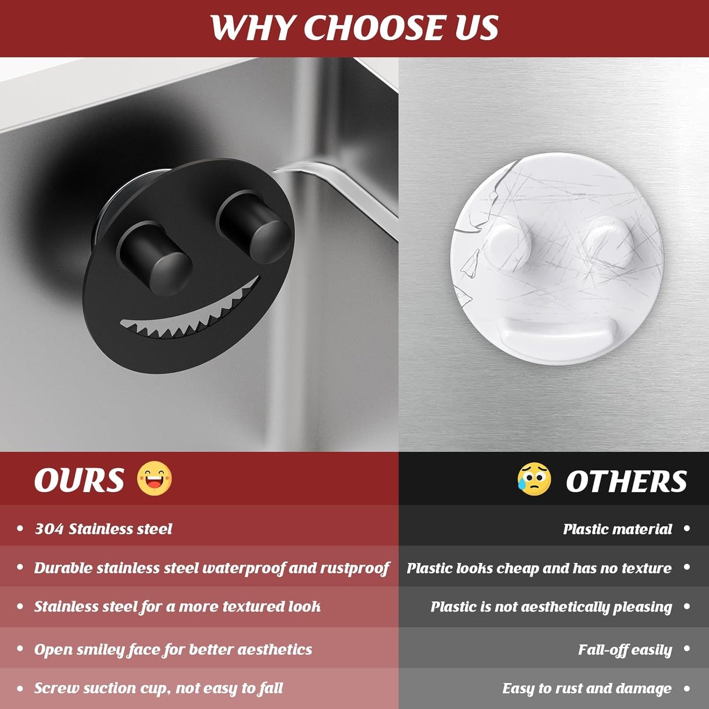 Sponge Holder for Kitchen Sink,Sink Caddy Organizer with Suction Cup Installation for Kitchen/Bathroom, Self Draining,Sponge Caddy for Holding Smiley Sponges-Black