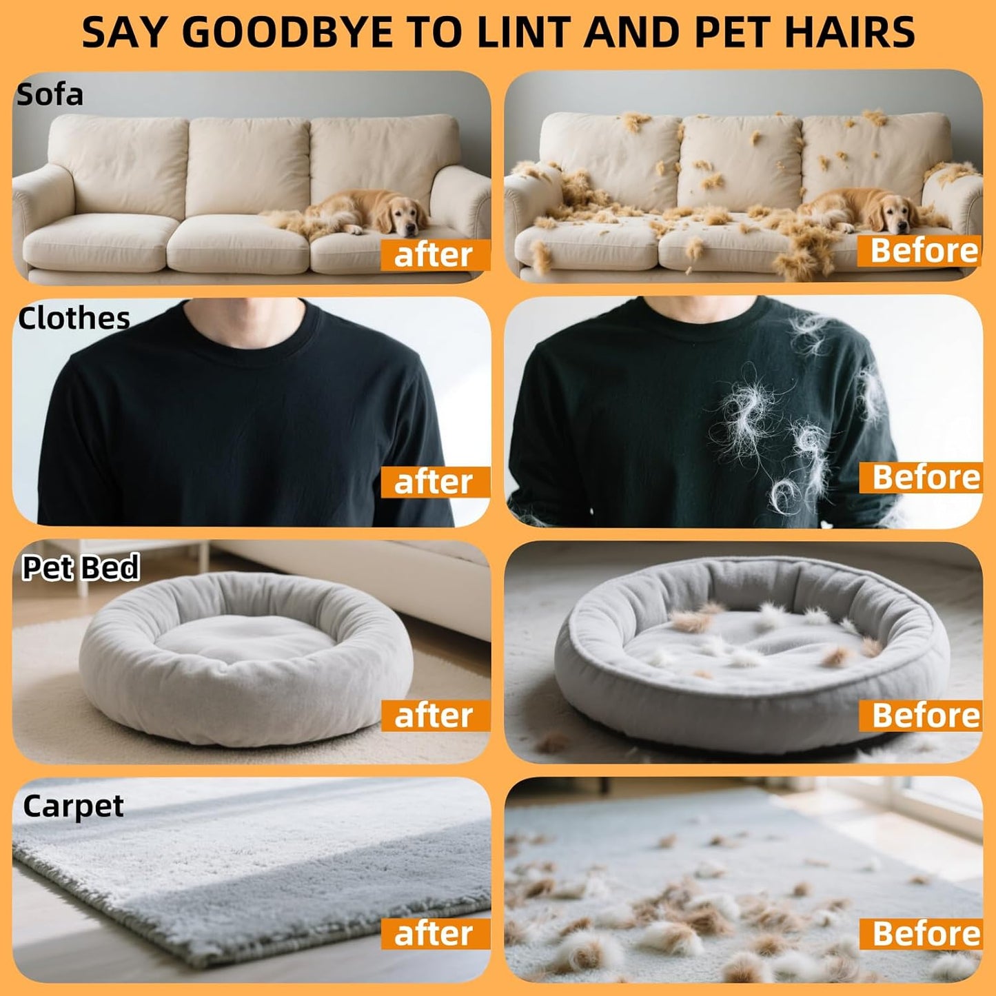 3Pcs Electrostatic Pet Hair Removal Gloves for Cats&Dogs,2025 New Upgraded Reusable Quick De-Shedding Grooming Gloves, Animal Fur Remover Tool for Couch,Carpet,Furniture,Car Seat,Clothing,Curtain