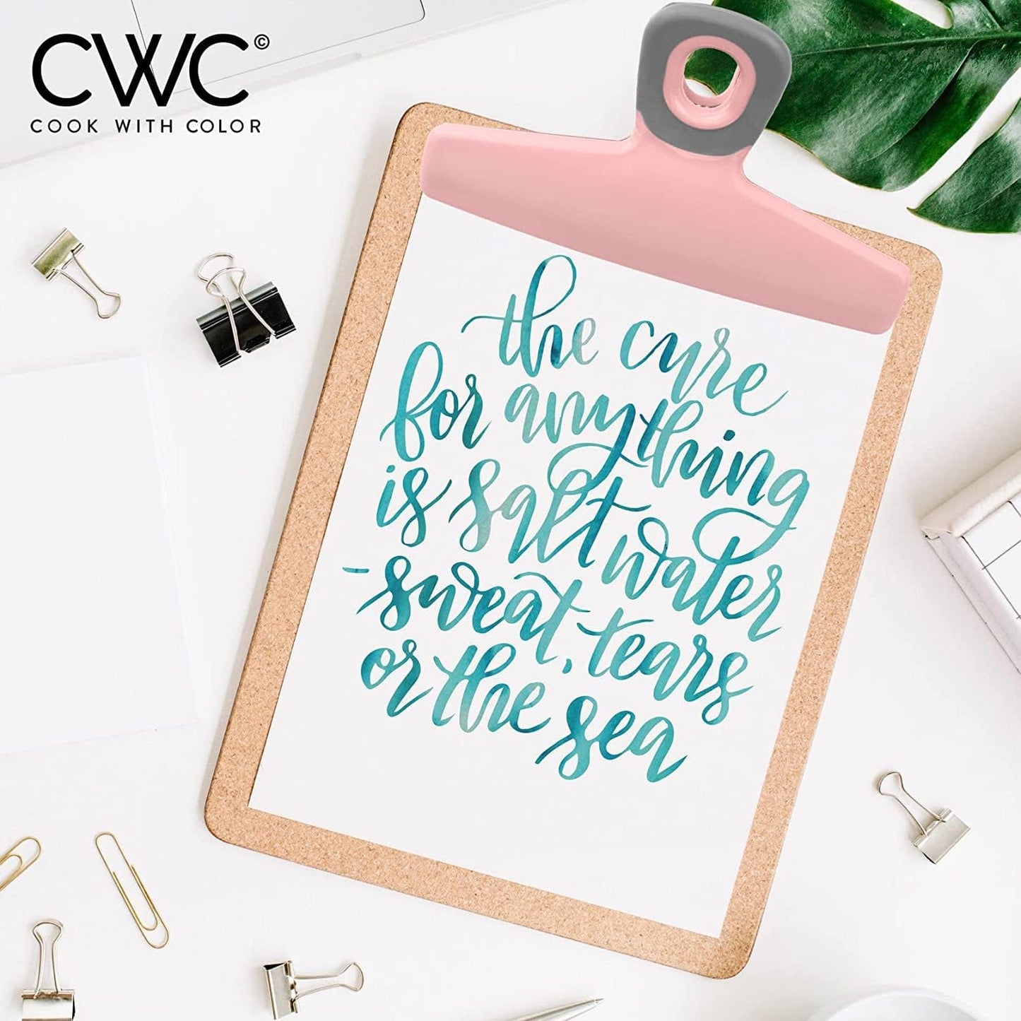 COOK WITH COLOR Food Clips - Wide Heavy Duty Chip Clips, Large Bag Clips for Food Storage with Air Tight Seal Grip, Pack of 4, Pink