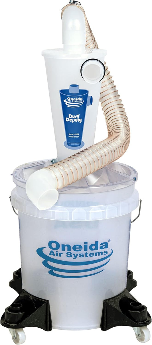 Oneida Air Systems Dust Collector & Cyclone Separator Kit w/ Clear Bucket, DD Deluxe 5-Gal - Portable Cyclone Machine for Wet and Dry Shop Vacuums