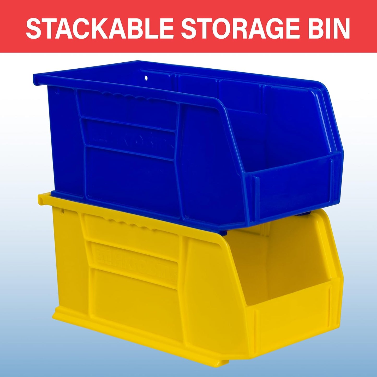 Akro-Mils 30230 AkroBins Plastic Storage Bins, Space-Saving Stackable Bins for Garage, Pantry, Craft Organization, 11-" x 5-" x 5-", Yellow, 12-Pack
