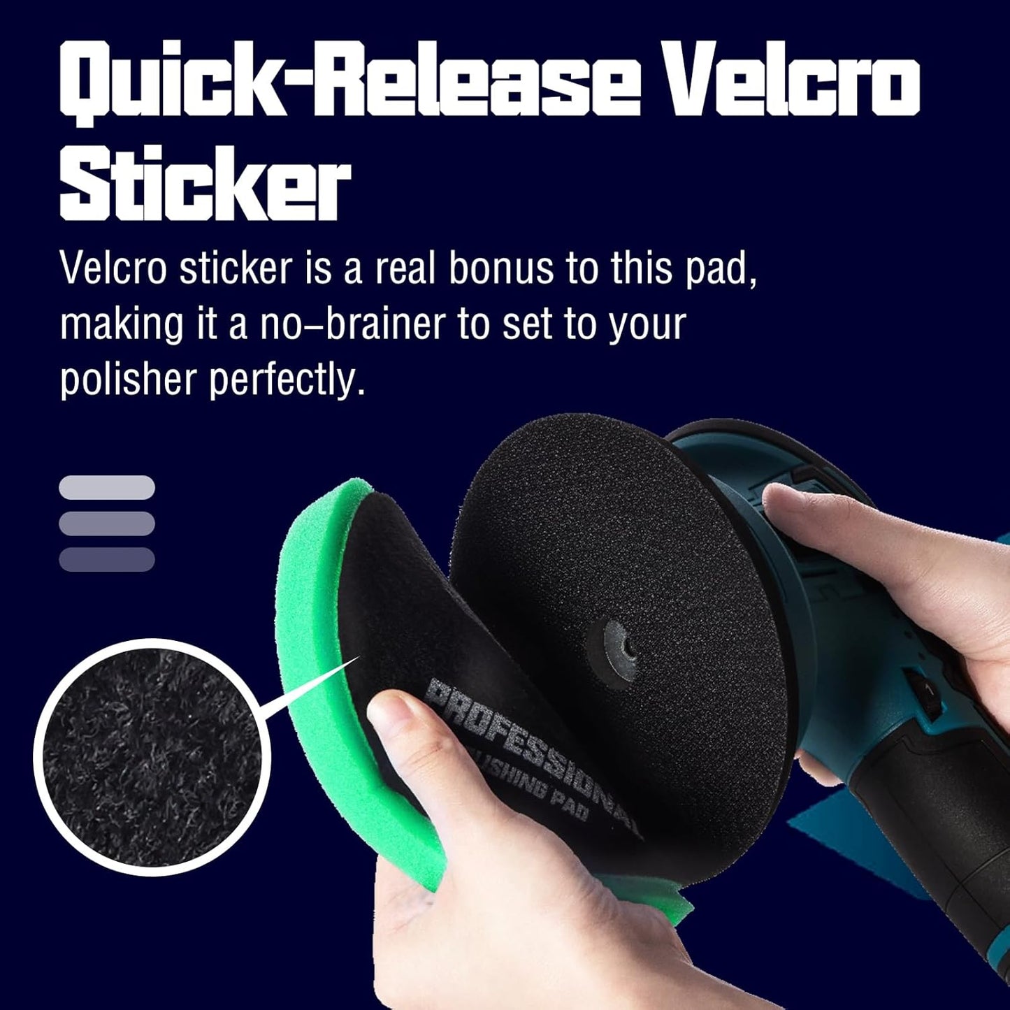 6 Inch Polishing Pad - High-Density Buffing Sponge Pads - 3Pcs Green Heavy Polish Pad - 6.5 Inch Face for 6 Inch 150mm Backing Plate - for Car Buffer Polisher Compounding, Polishing & Waxing