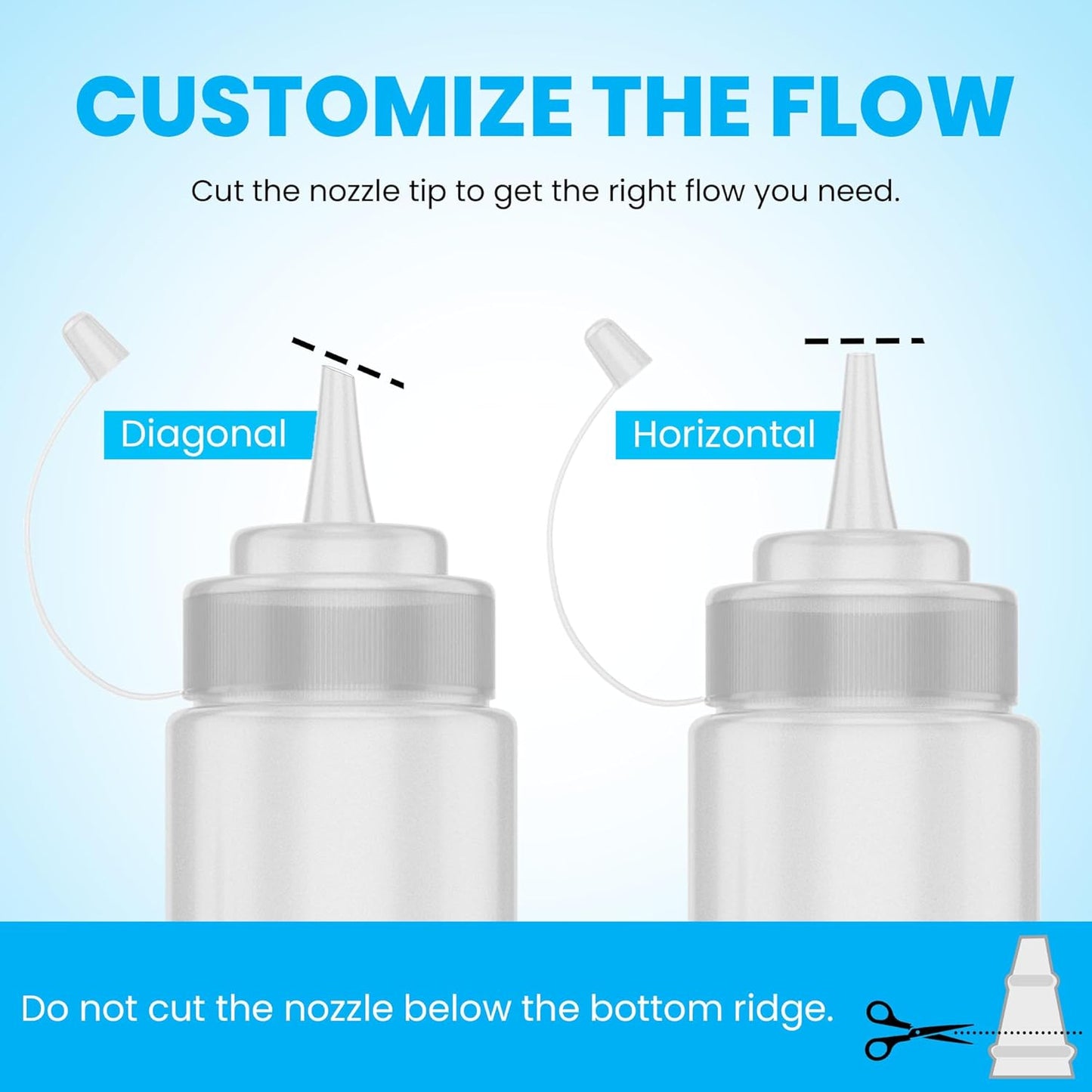 Oaklyn Squirt Bottles 16oz, 6 Pack – BPA-Free Condiment Squeeze Bottles for Sauces, Dressings, Oils, BBQ & Crafts – Durable, Leak-Proof, Easy to Fill & Clean