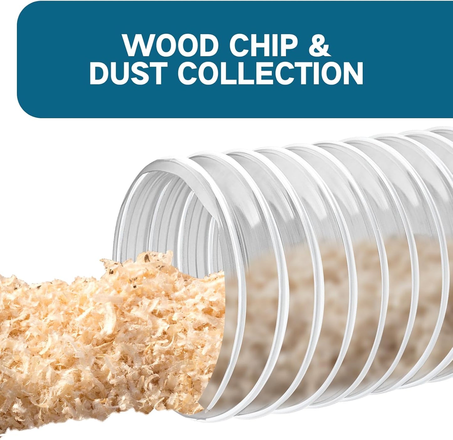 Heavy PVC Dust Collection Hose 5" x 10', Puncture Resistant PVC Dust Collection Hose with Carbon Steel Wire Coil for Woodworking, Workshops, Dust Collectors