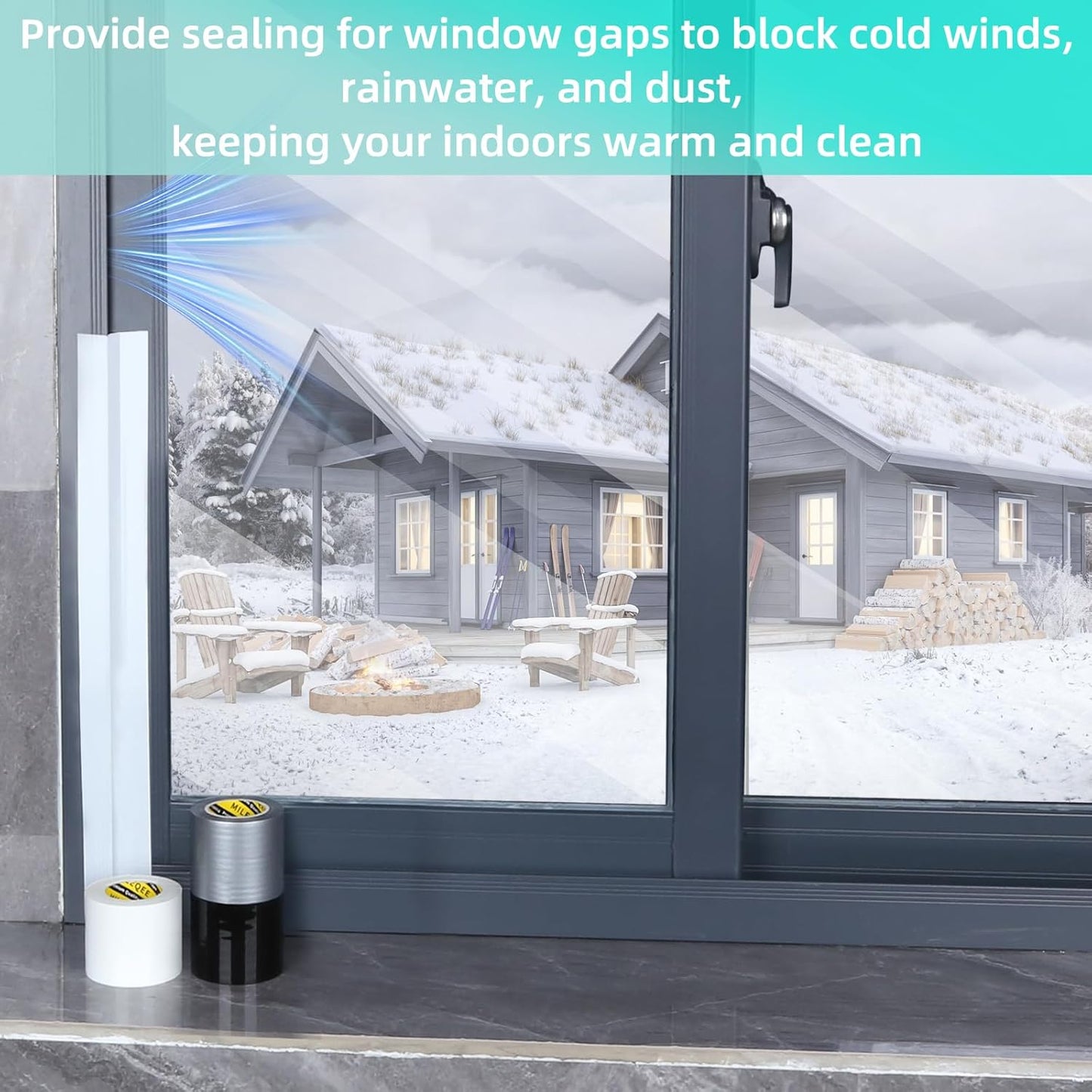 Window Weather Stripping Door Seal Tape Silver, 2in x 66FT, Automotive Weatherstrip Adhesive Seal Strip for Car Auto Trunk, Weatherproof Gap Sealing Sealer Draft Blocker, Waterproof