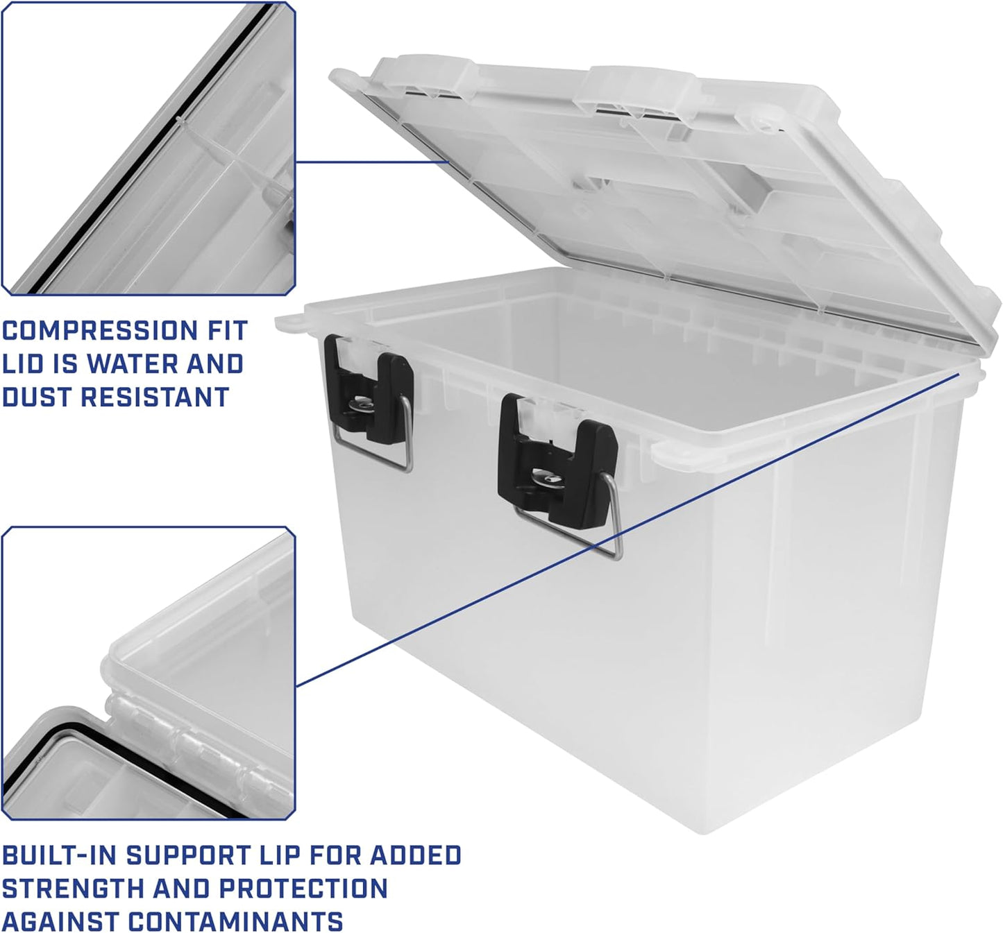 Sheffield 12763 XL Storage Bins With Lids, 2-Pack Stackable Storage Bins, Made in USA, Lockable and Water-Resistant Containers with Lids, Plastic Containers for Home, Classroom, and Dorm