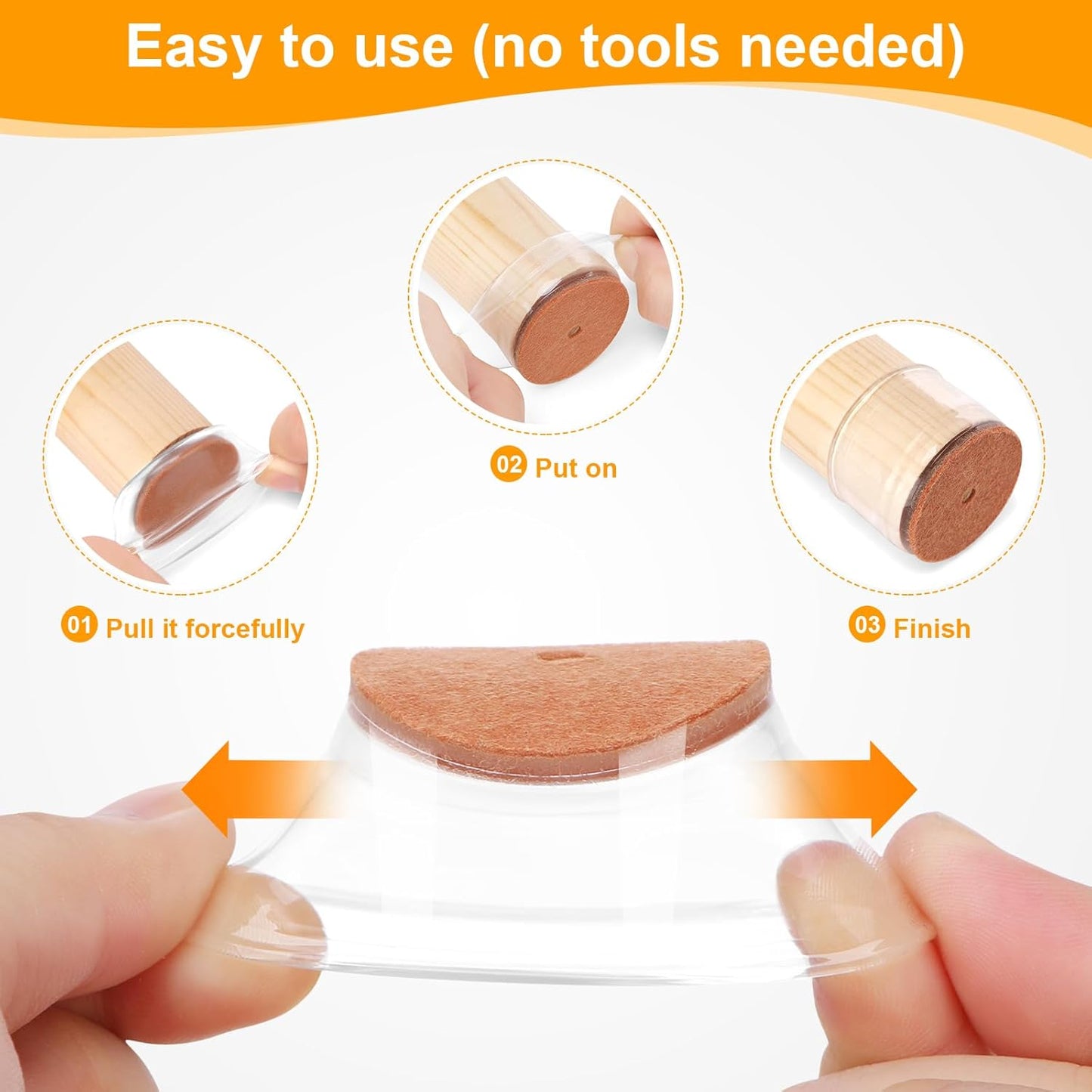 CHUNZEXI 48 Pack Chair Leg Floor Protectors for Hardwood Floors, Silicone Felt Covers Pads Caps, Protect Wood Furniture Feet Floors Noise Reduce and Scratch (Universal Large & Clear)