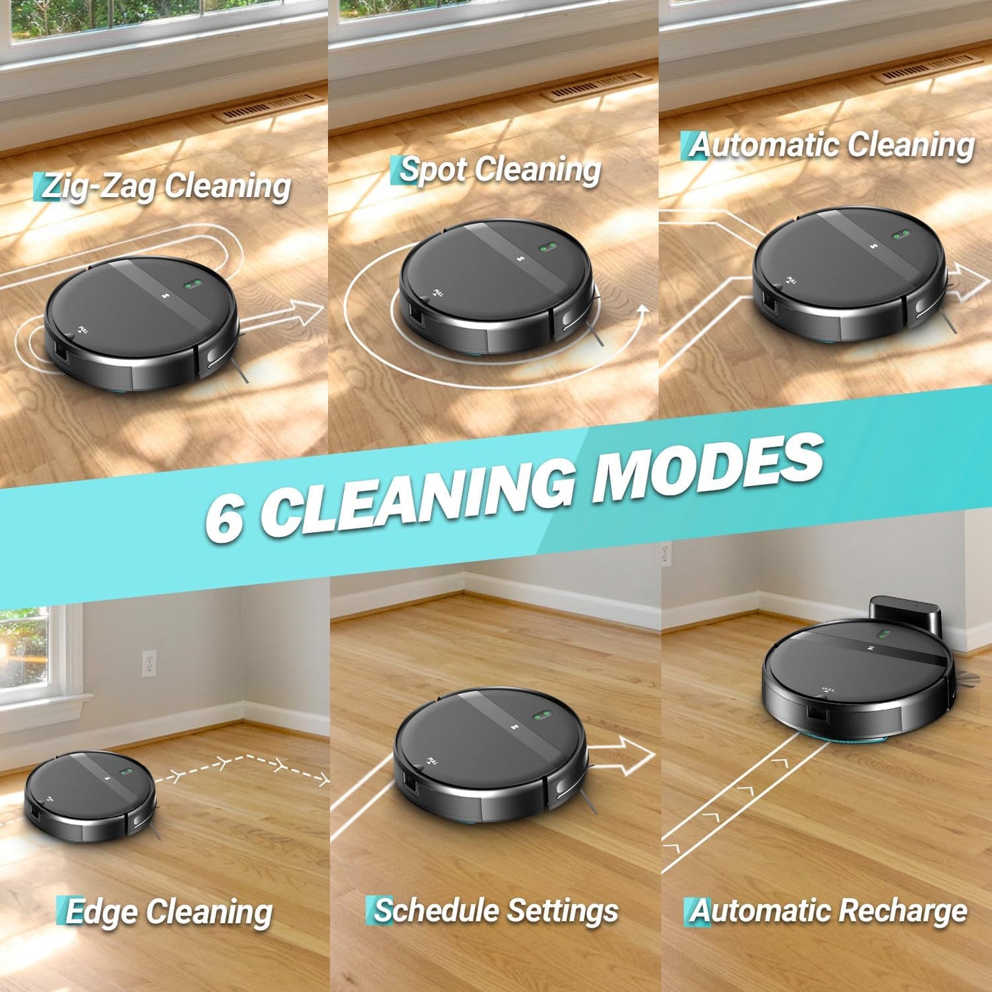 Robot Vacuum and Mop Combo, 2-in-1 Robotic Vacuum Cleaner with Tangle-Free Suction, WiFi/Alexa/App Control, Auto Recharge, Ultra-Slim Quiet Design for Pet Hair, Hard Floors & Low-Pile Carpets