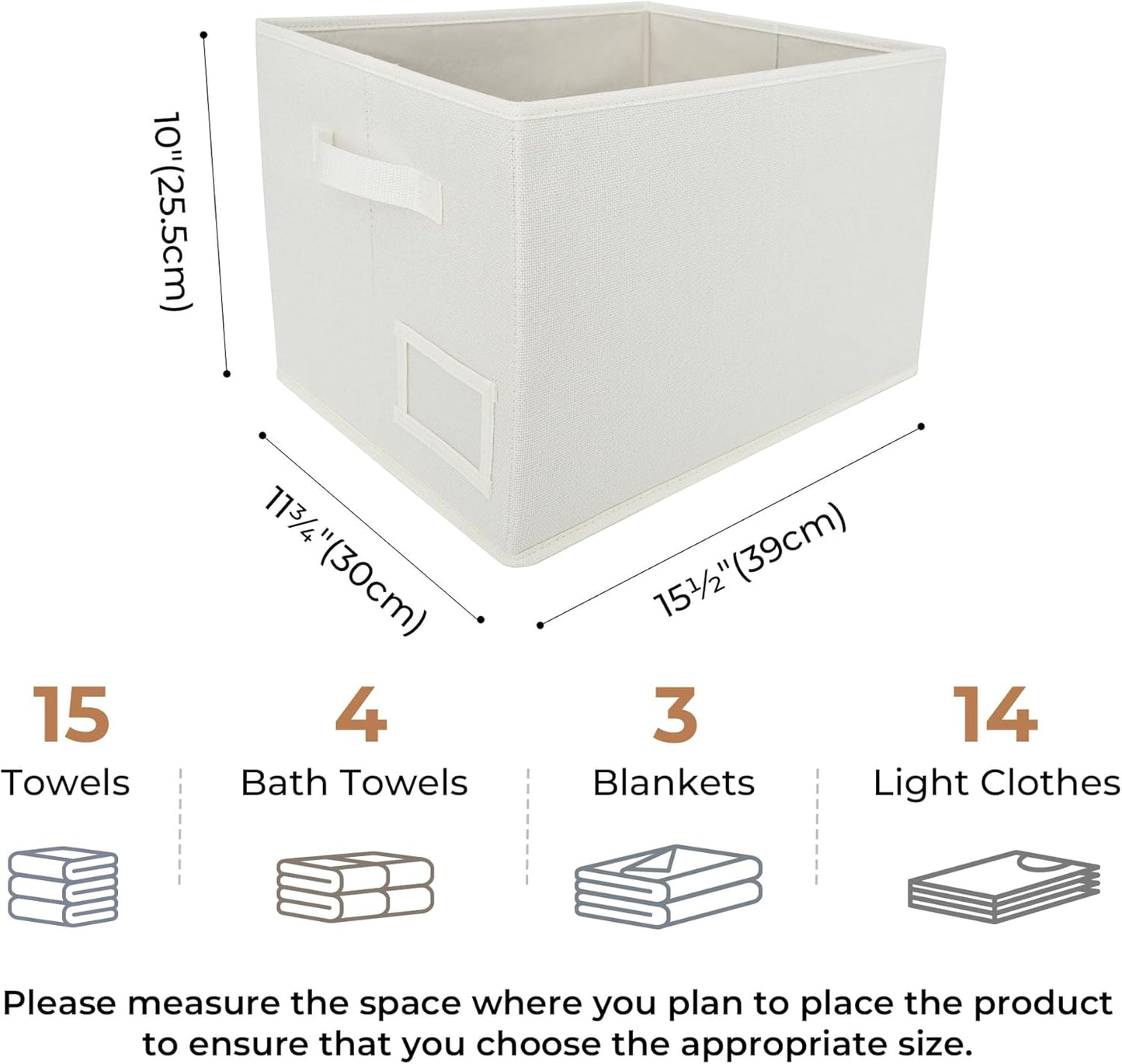 GRANNY SAYS Cloth Storage Bin with Label Holder, Closet Organizers and Storage Shelves, Sweater Storage Boxes for Closet Room, Storage Baskets for Organizing, Pearl White, Extra Large, 3-Pack
