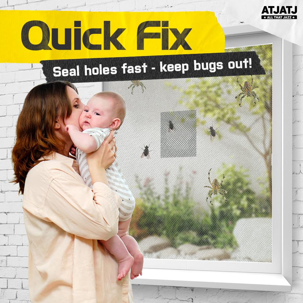 2in x 30ft (360in) Window Screen Repair Tape, Screen Door Replacement Kit, Mosquito Net Repair Tape, Window Net Screen Patch, Mesh Tape for Drywall Repair, Screen Patches for Ripped Screen, Black