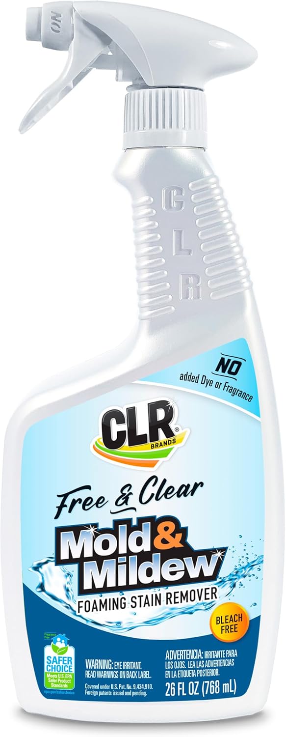 CLR Brands® Mold & Mildew Bleach-Free Free & Clear Stain Remover, No Dyes or Fragrances, 26 Oz Bottle (Pack of 1)