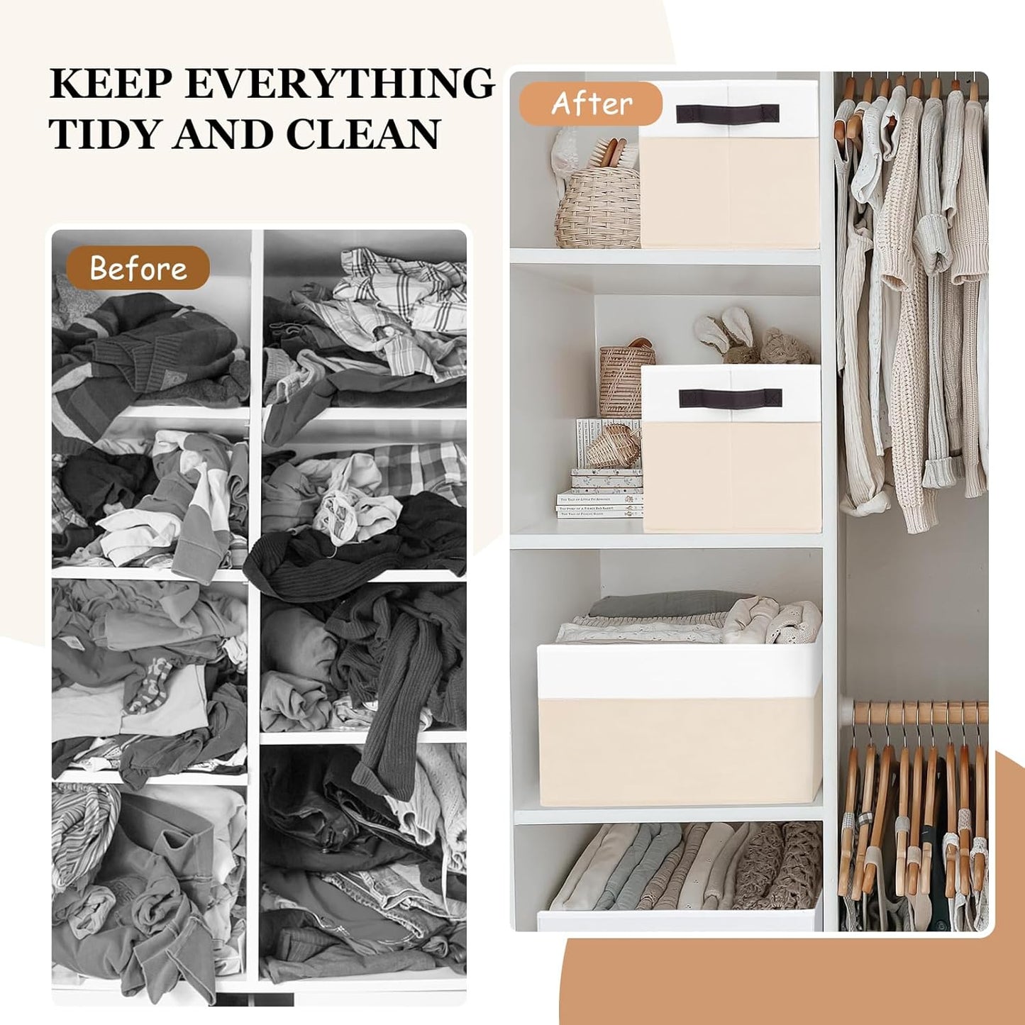 Criusia 4 Pack Baby Clothes Organizer Bins, Fabric Collapsible Storage Baskets with Handles, Odorless Storage Bins for Toy Clothes Nursery Kids Room Playroom Classroom (14L*10W*9.5H)