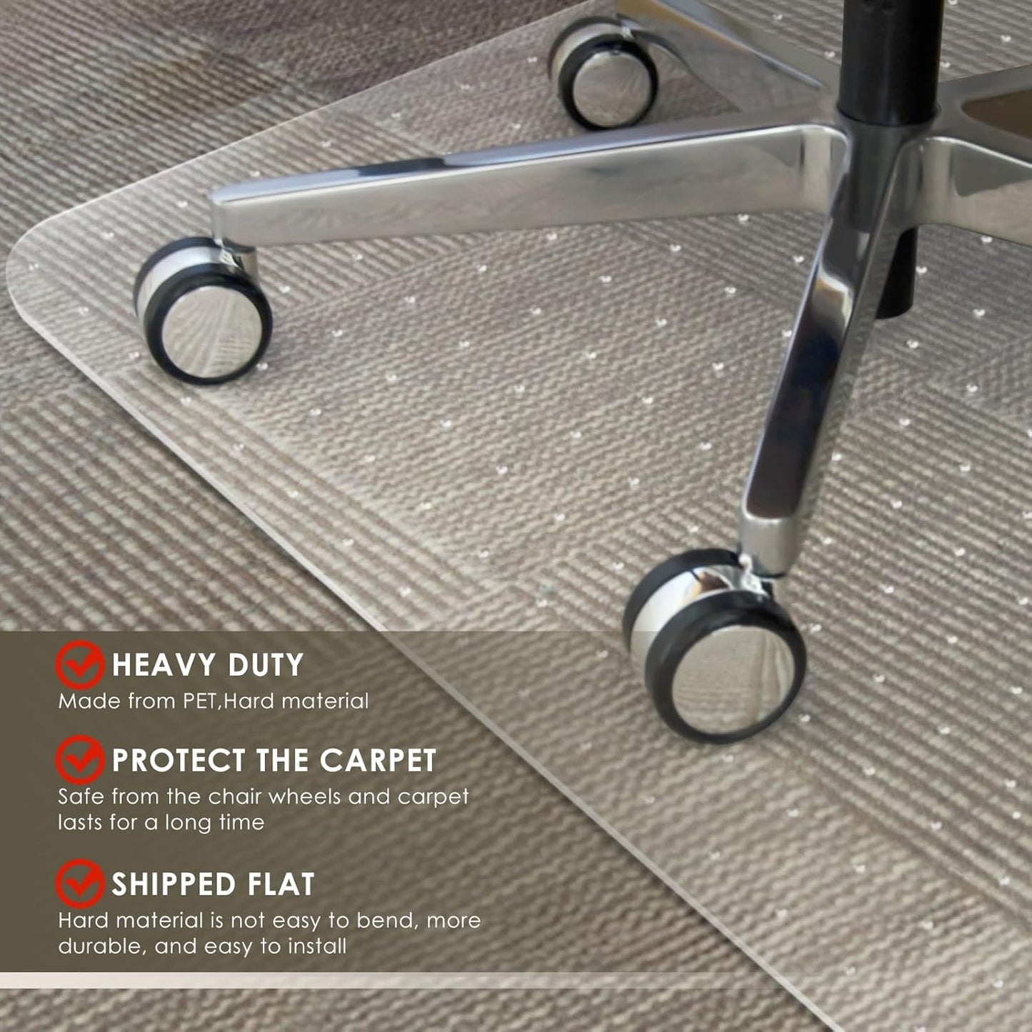 Azadx Heavy Duty Office Chair Mat for Carpet 36" x 55" Hard Material Chair Mat for Carpeted Floor Non-Slip Carpet Protector for Office Easy Glide Desk Floor Mat for Office Chair on Carpets 2 Pack