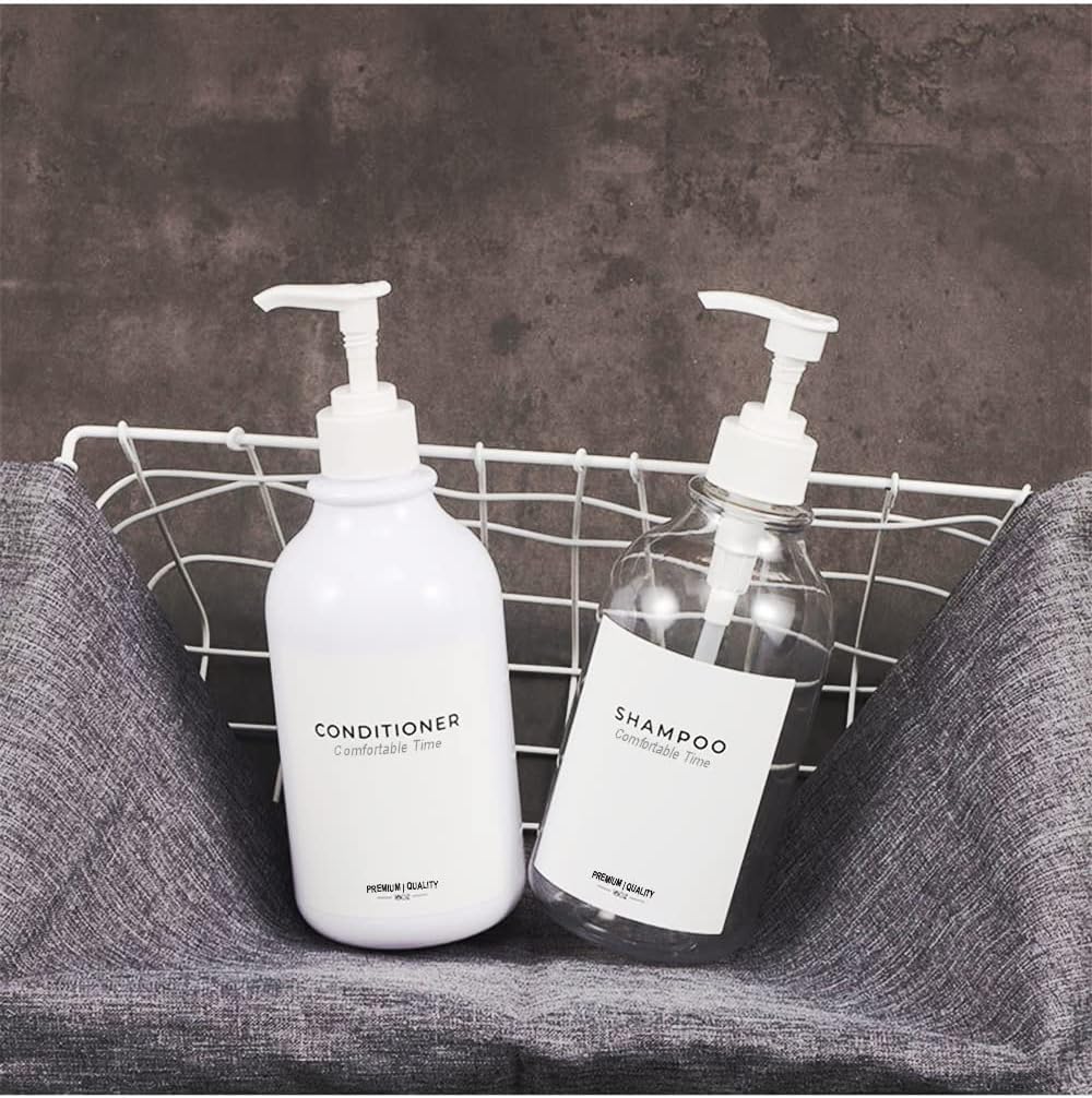 3 Pack of Shampoo and Conditioner Bottles - Apothecary Dispenser Bottle for Bathroom and Kitchen, Refillable Shampoo Bottles for Shampoo Lotion Oil Shower Soap Hand Soap and Dish Soap (Clear)
