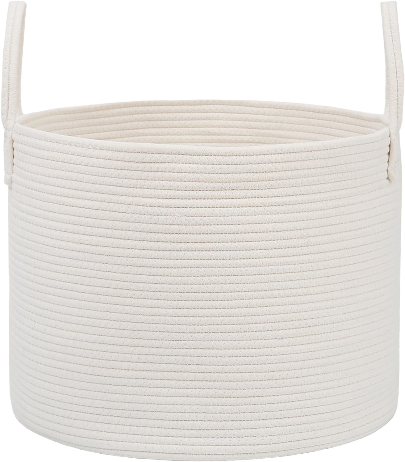 Woven Blanket Basket,65L Large Rope Storage Bin with Handles, Organizer for Blankets Toys Book and Clothes, Laundry Basket for Living Room Bedroom Nursery,White