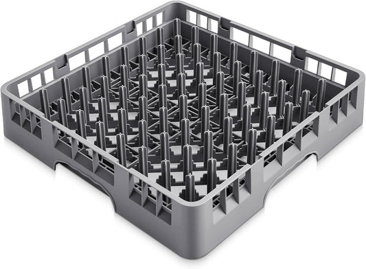 Commercial Dishwasher Tray Rack Polypropylene Full Size Flatware Rack for Bowls Plates Knives Forks Cups(19.7 x 19.7 x 3.97 Inch,Peg Dish,Gray)