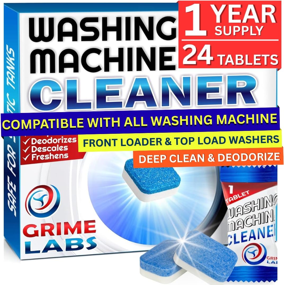 Washing Machine & Dishwasher Cleaner Tablets Bundle – 12-Month Supply | Deep Cleaning & Deodorizing Tablets for Dishwashers & Washing Machines | 48-Tablet Set – Value Pack