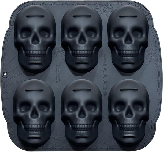 JETKONG 6 Cavity Skull Cake Pan and Silicone Skull Cakelet Mold