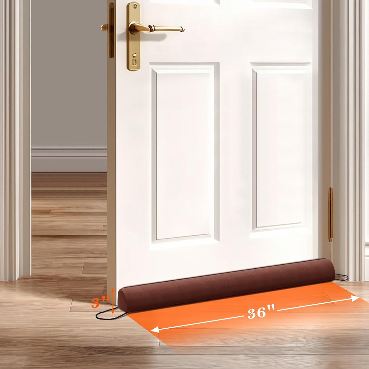 Sunolga 2-Pack 36" Door Draft Stopper Blocks Hot and Cold Air with Removable Washable Cover for Gaps Up to 3", All-Season Seal for Noise, Wind, Door Sweep for Bottom of Door, Home Essentials, Brown