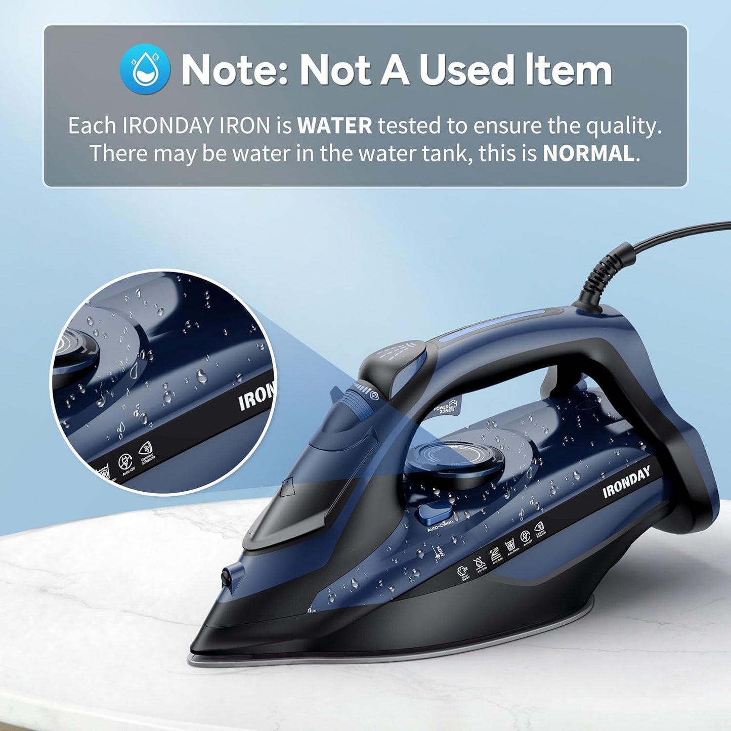 Steam Iron for Clothes Fast Heating, 1700W Iron Precision with Thermostat Dial, Ceramic Soleplate, Auto shutoff, Burst Steam, Self-Cleaning, 15.21oz Water Tank Ironing Clothes for Home, Blue