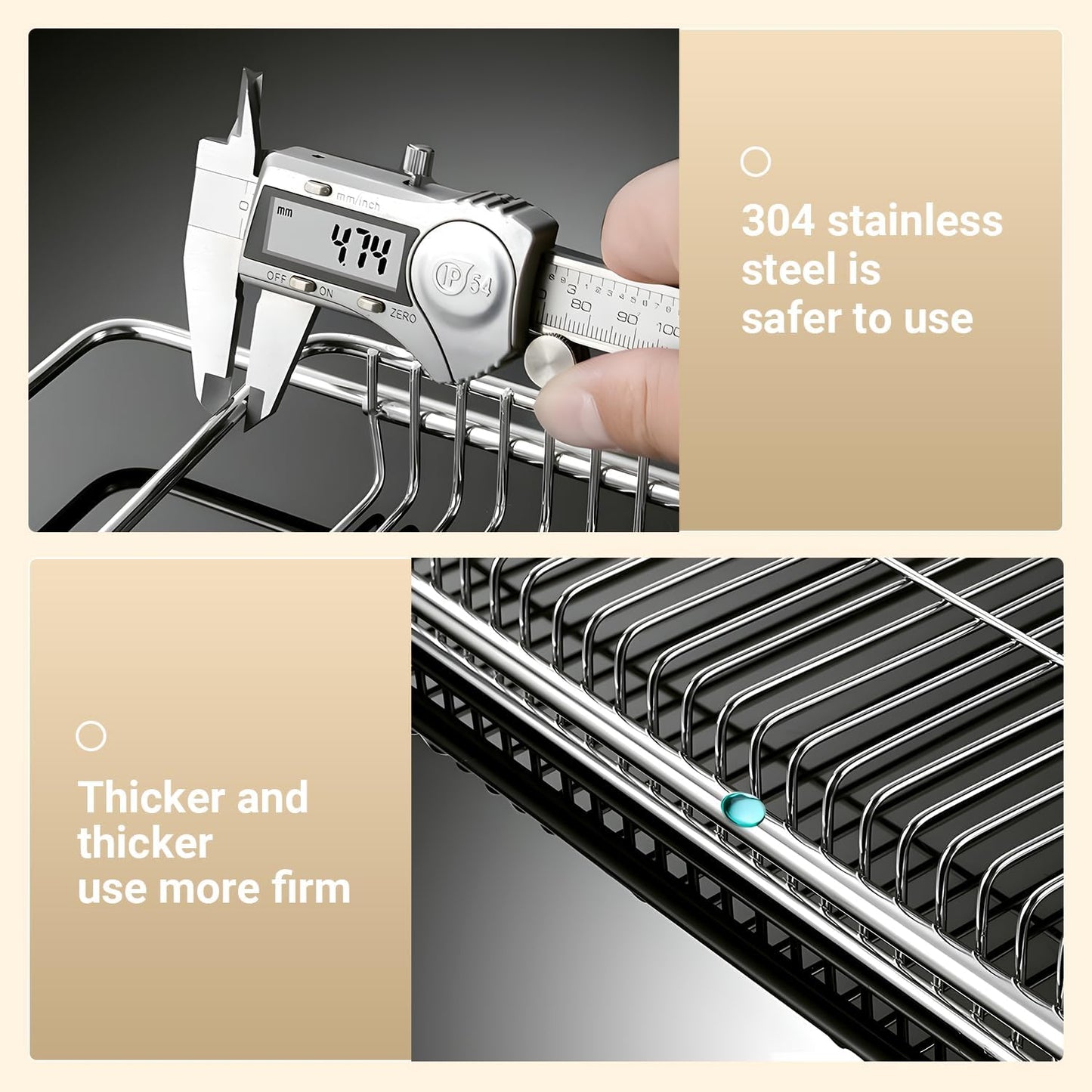 Dish Drying Rack, Stainless Steel Extendable Organizer for Kitchen Counter, Dish Dryer Rack for Inside Sink 304 Stainless Steel Adjustable 16.54" to 31.1" in Sink Dish Drying Rack 1(10.2" x 16.5")