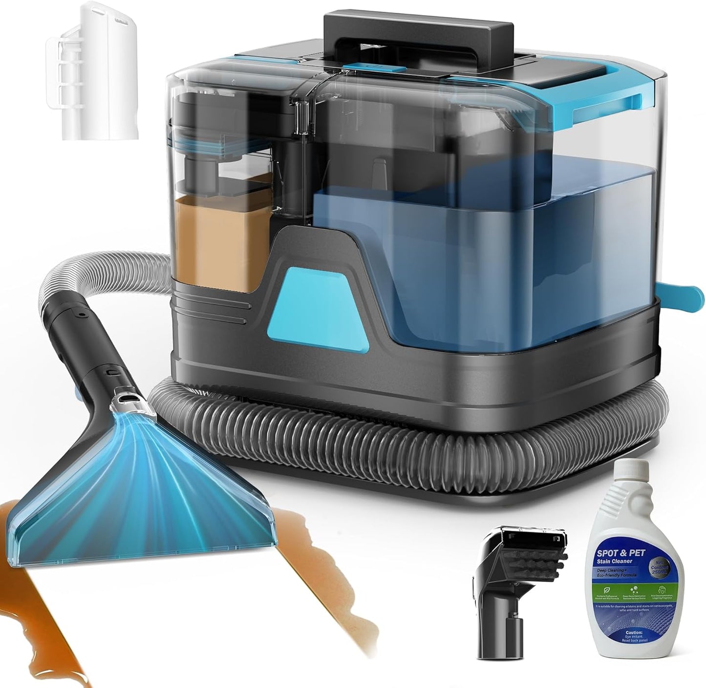 DEVOAC C8 Portable Carpet Upholstery Spot Cleaner Machine with Versatile Tools, Self-Cleaning, 18Kpa Powerful Suction, Pet Stain Remover, Car and Auto Detailer (Green)