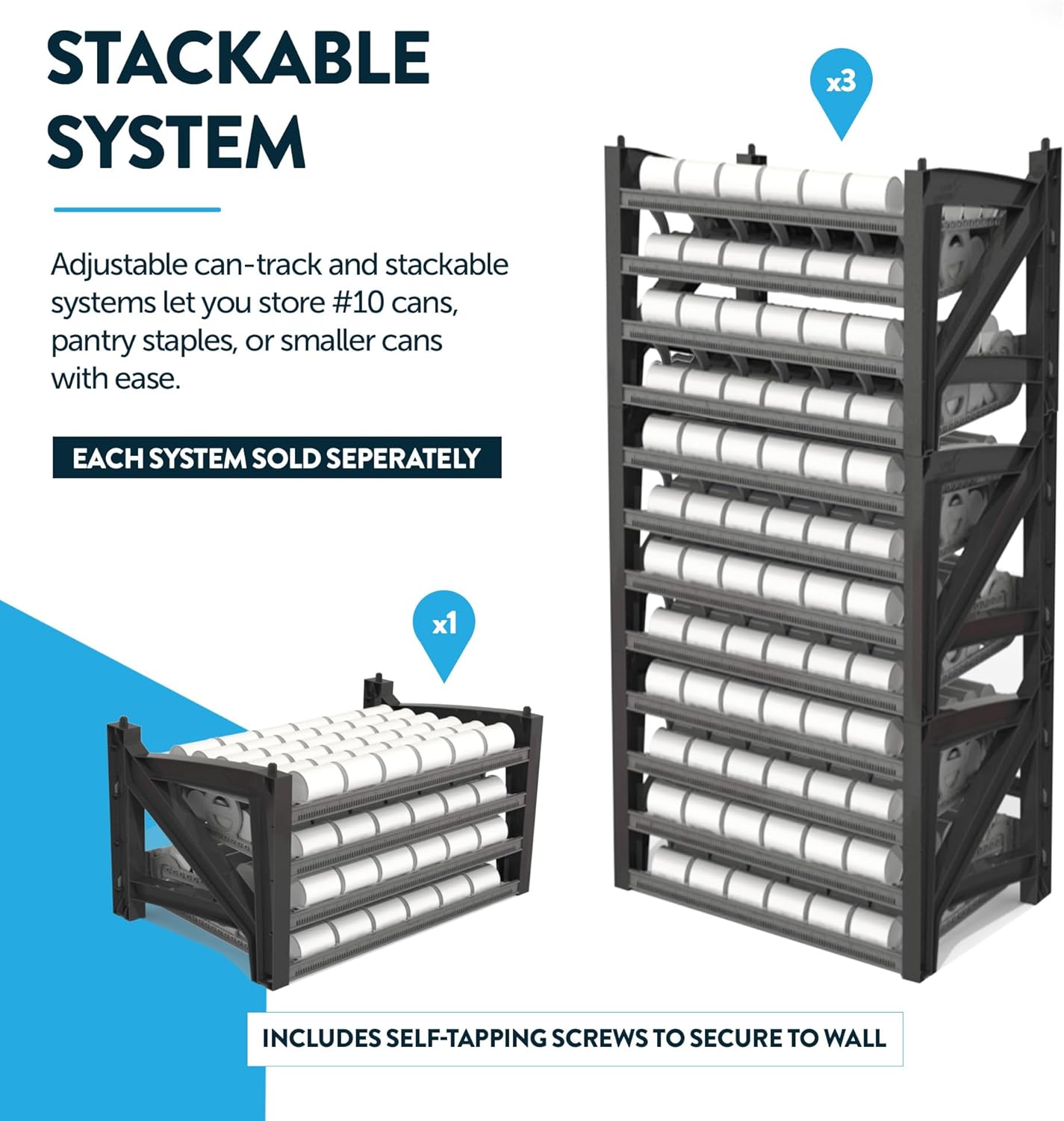 Shelf Reliance Cansolidator Max Large - 1-Pack Can Organizer for Pantry, Stackable Soda Can Storage for Kitchen, Holds 156 Cans of Food or Soda