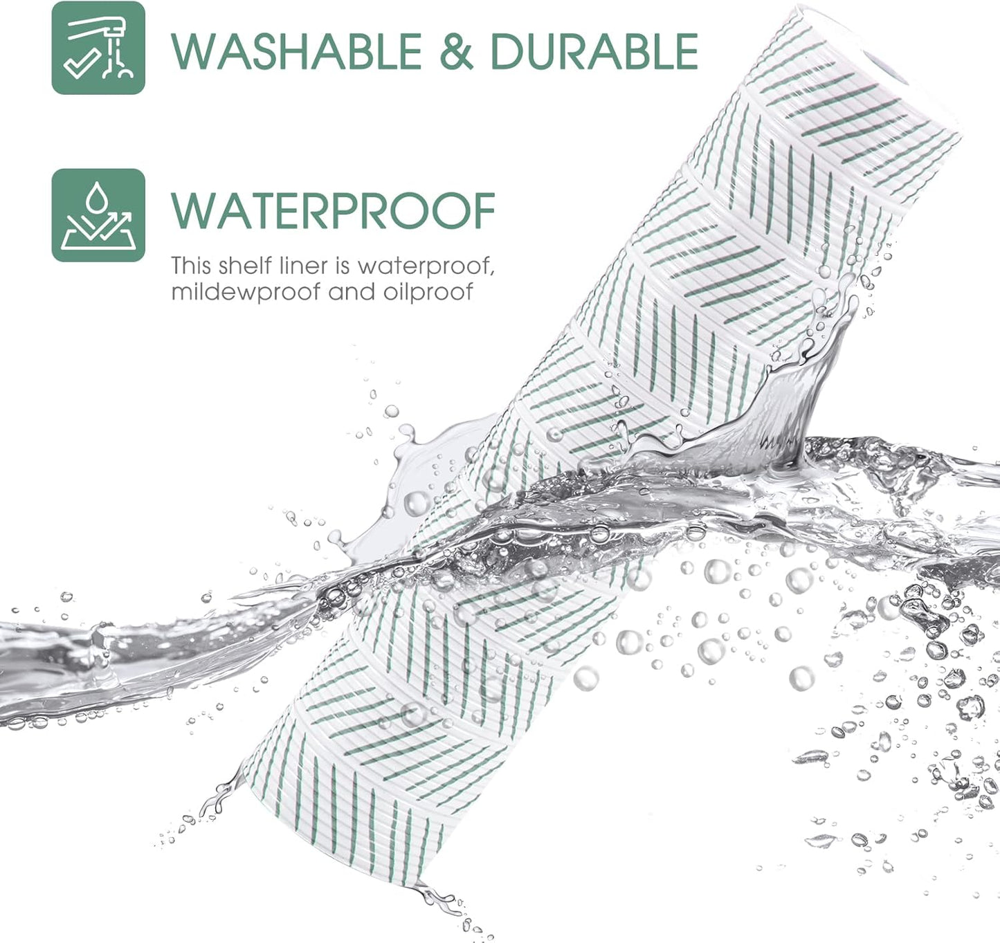 Glotoch Premium Non Slip Shelf Liner, Non-Adhesive Drawer Liner, Waterproof Shelf Liners for Kitchen Cabinets, Drawer, Fridge, Wire Shelving, Pantry-17.5" X30FT, Heavy Duty, White Herringbone