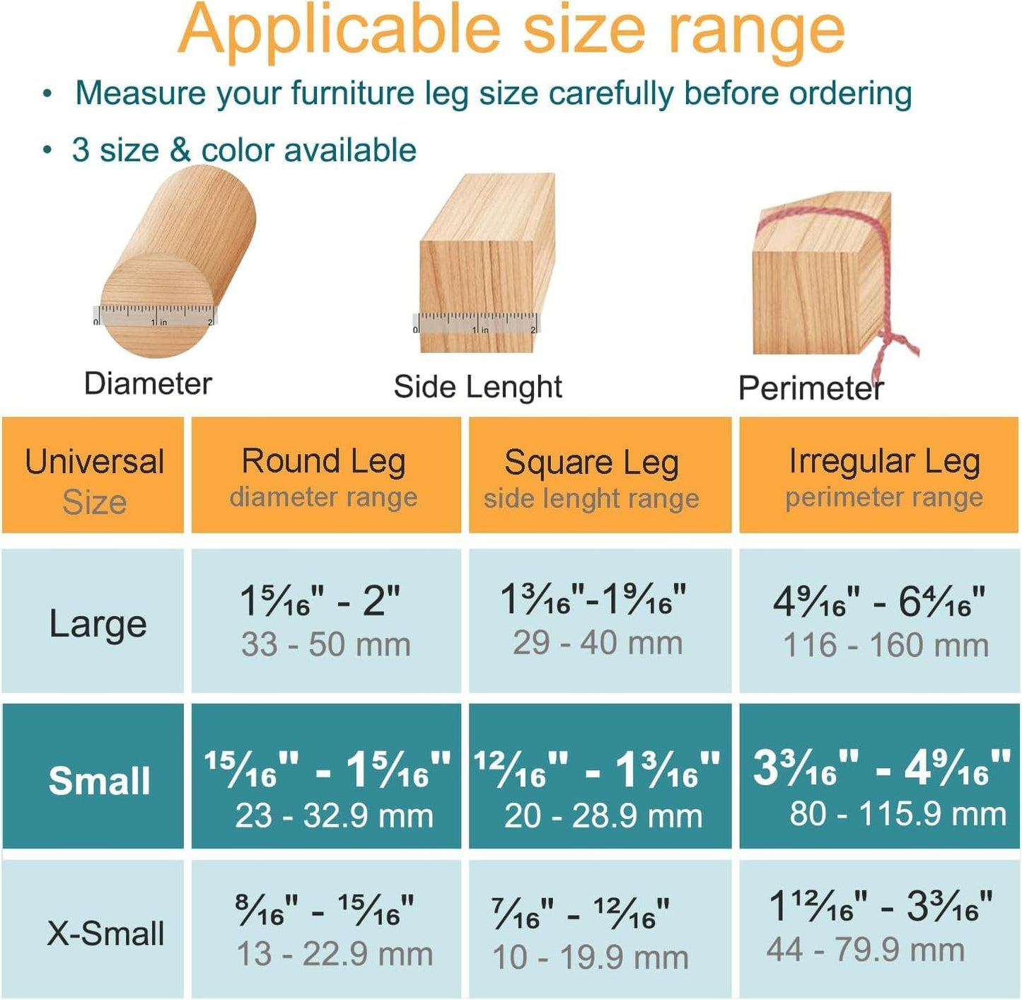 16 Pcs Chair Leg Protectors for Hardwood Floors, Silicone Felt Furniture Leg Cover Pad for Protecting Floors from Scratches and Noise, Smooth Moving, Small(Fit Round Diameter：5/16" to 1-5/16")