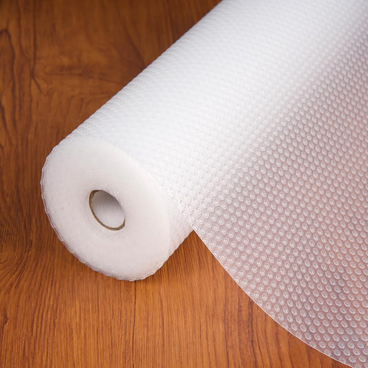 Shelf Liners for Kitchen Cabinets Non-Adhesive & Washable,Non Slip Cabinet Liners for Shelves Waterproof & Oil Proof,Clear Plastic Drawer Liner,Easy to Cut & Food-Grade EVA 12'' x 20' x 4 Rolls CT-122