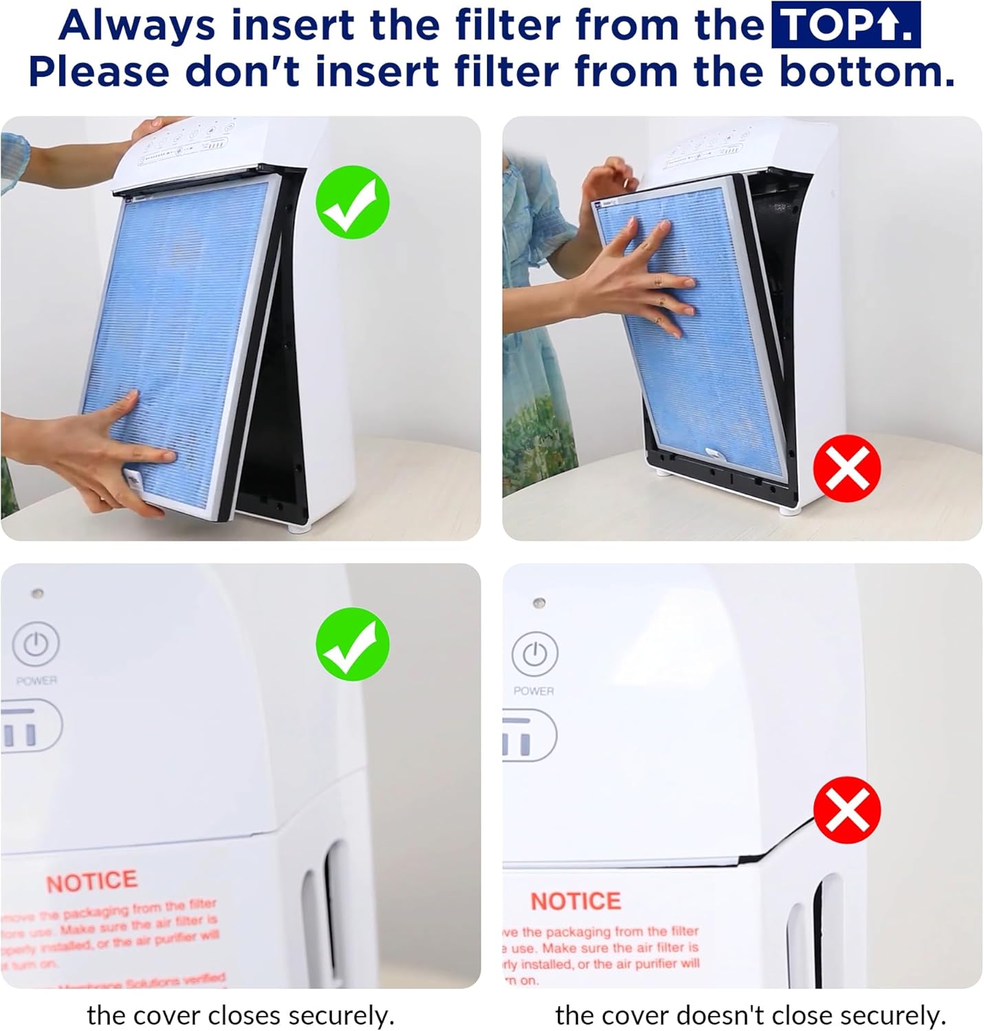 Membrane Solutions MSA3/MSA3S Genuine Original Air Purifier Filter Replacement 4 Pack, Upgraded 4-in-1 H13 True HEPA Filter with OdallerPure Technology,